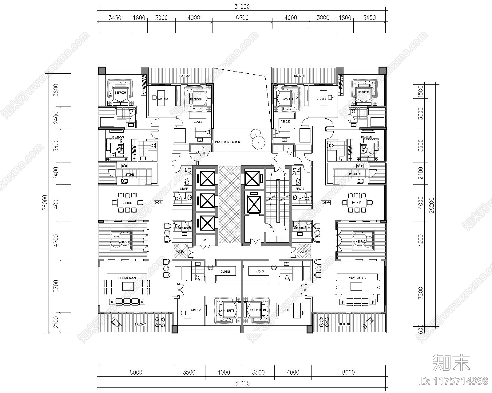 建筑平面图cad施工图下载【ID:1175714998】