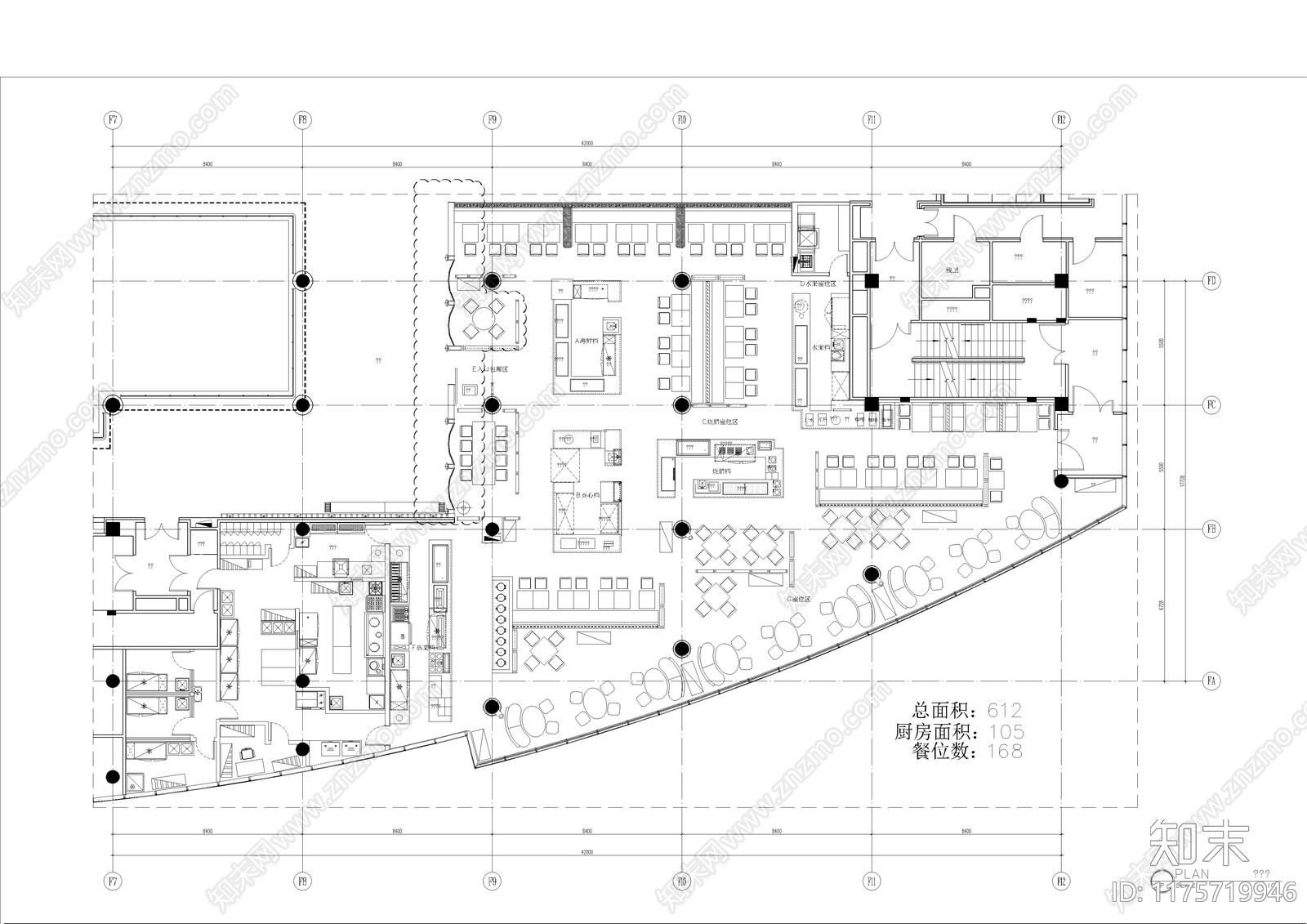 工业自助餐厅cad施工图下载【ID:1175719946】