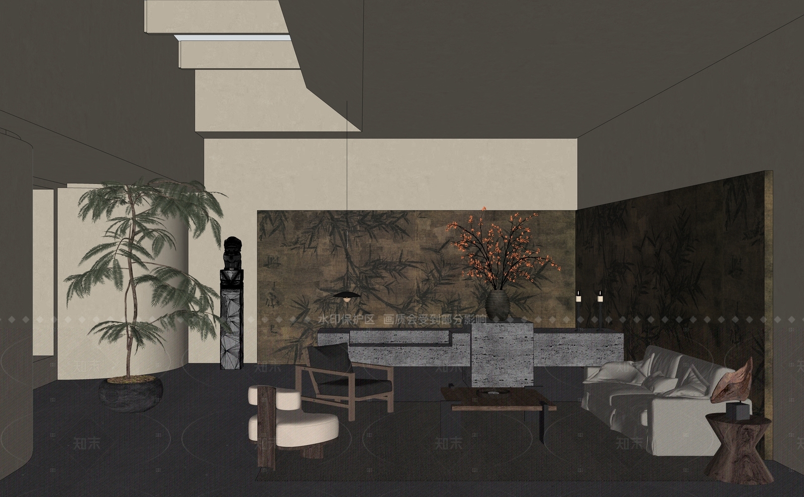 现代酒店大堂SU模型下载【ID:1216044766】