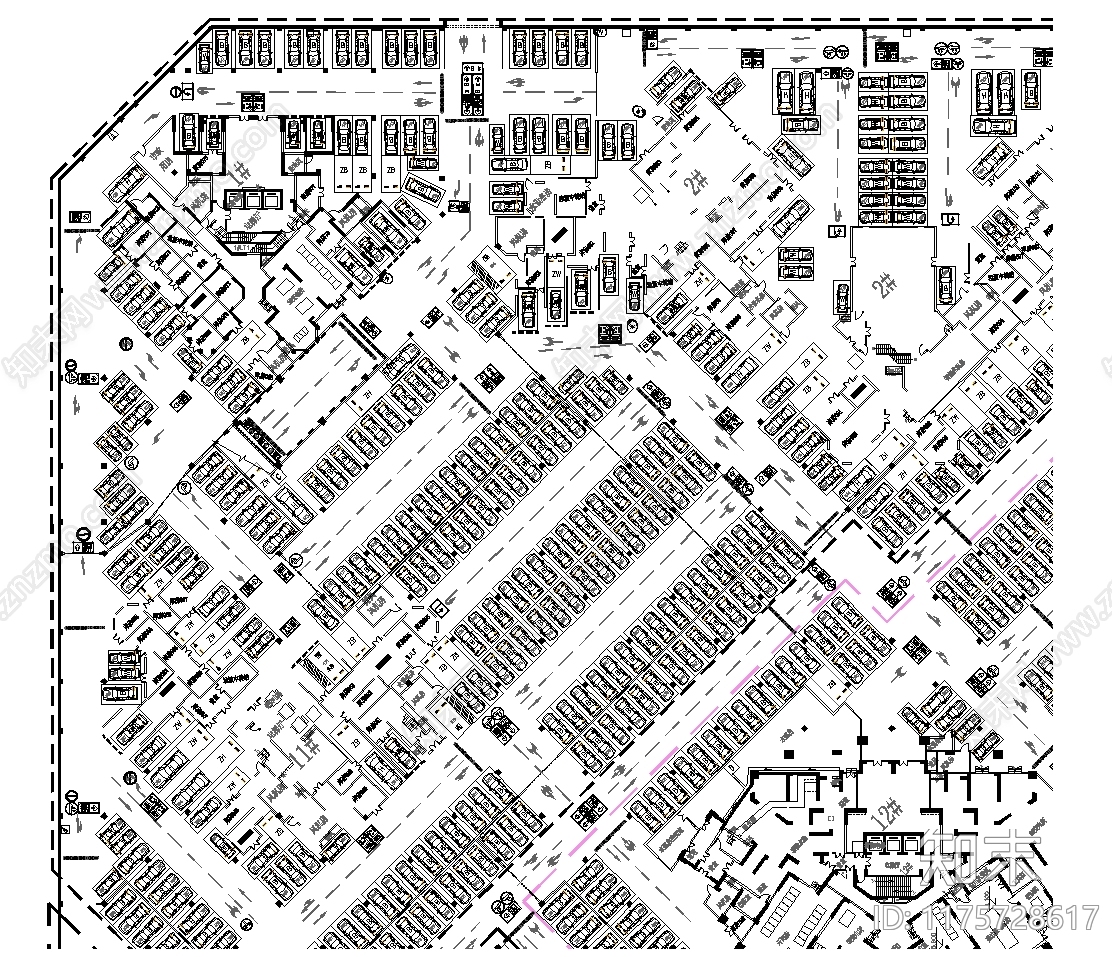 现代停车场cad施工图下载【ID:1175728617】