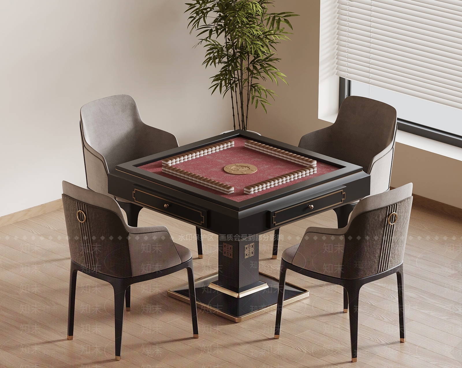 新中式棋牌室3D模型下载【ID:1175728995】