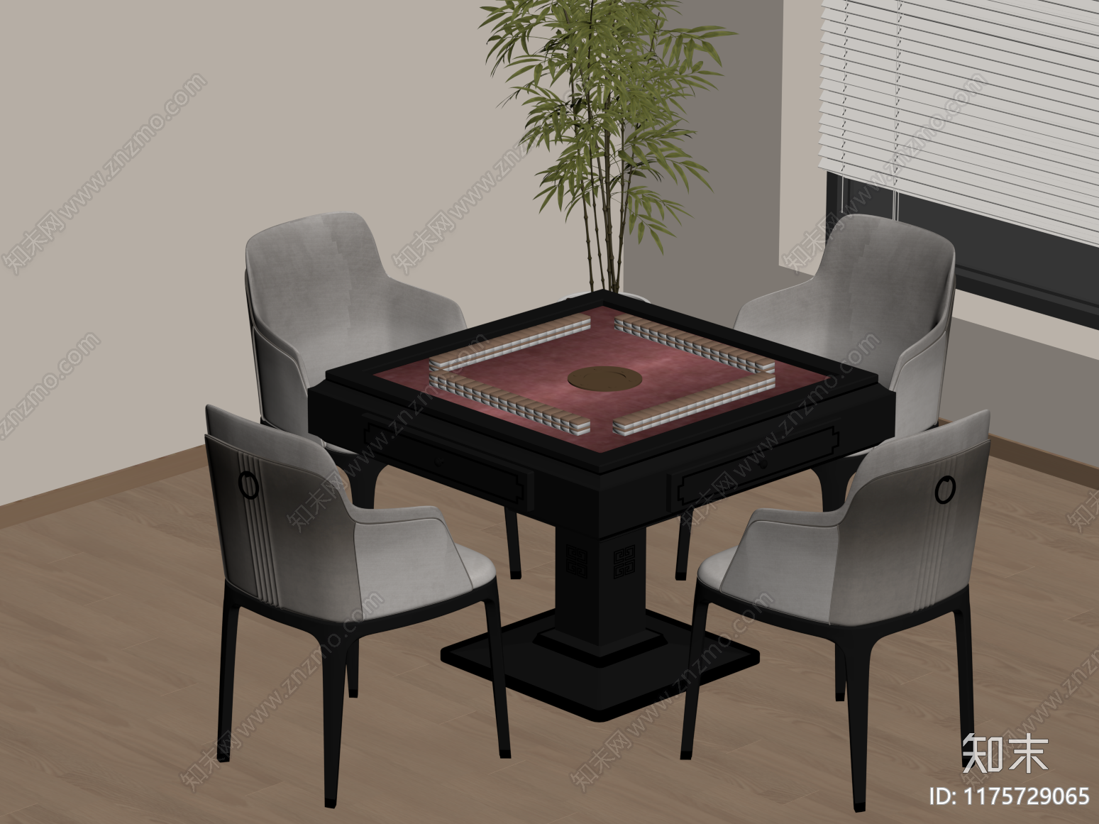 新中式棋牌室SU模型下载【ID:1175729065】