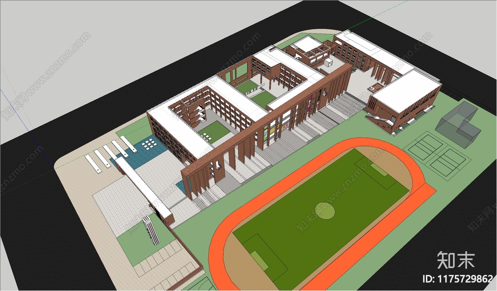 现代学校建筑SU模型下载【ID:1175729862】