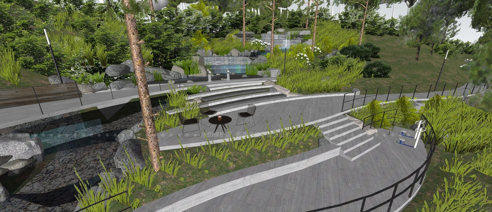 现代景观公园SU模型下载【ID:1175734322】