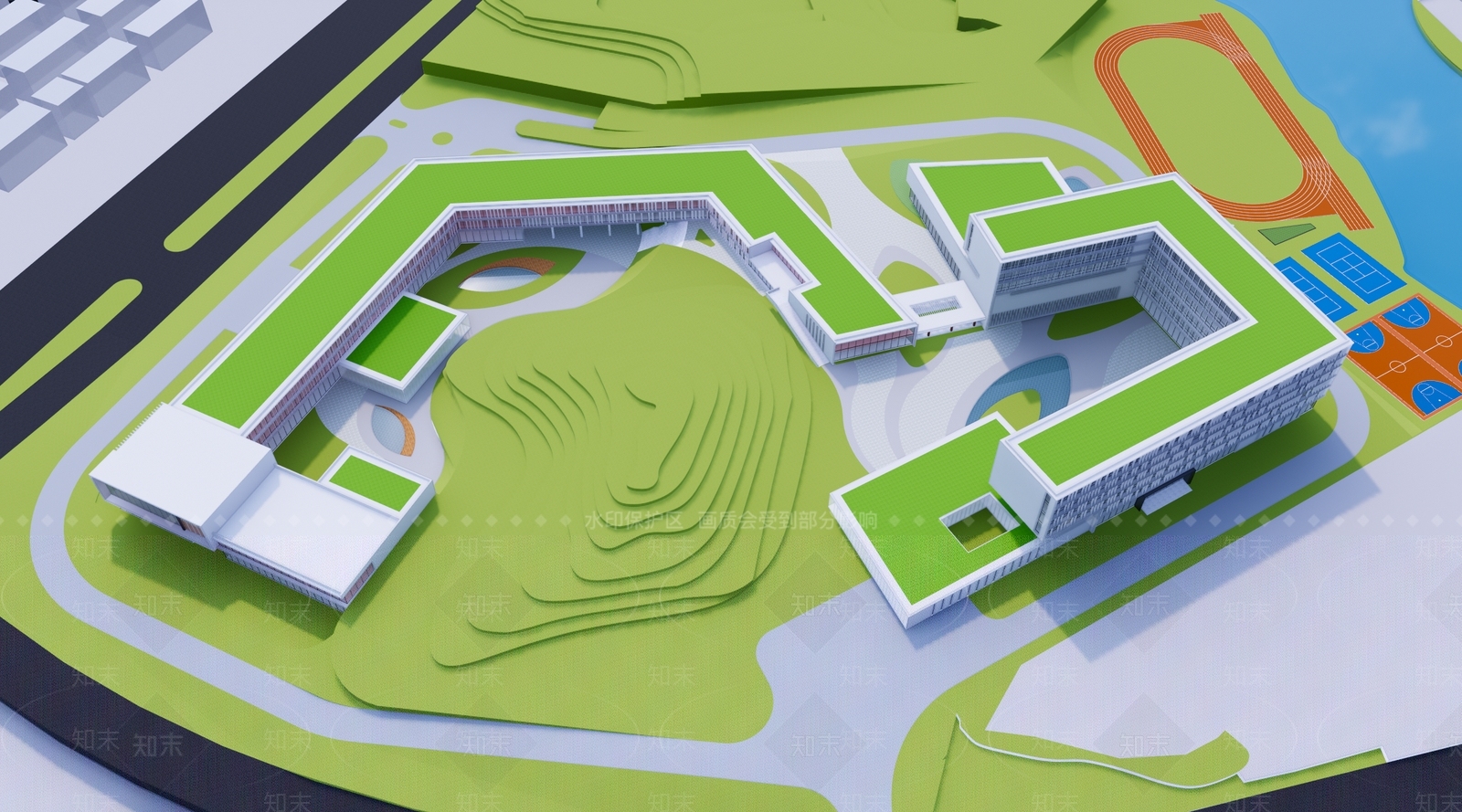 现代新中式学校建筑SU模型下载【ID:1175748650】