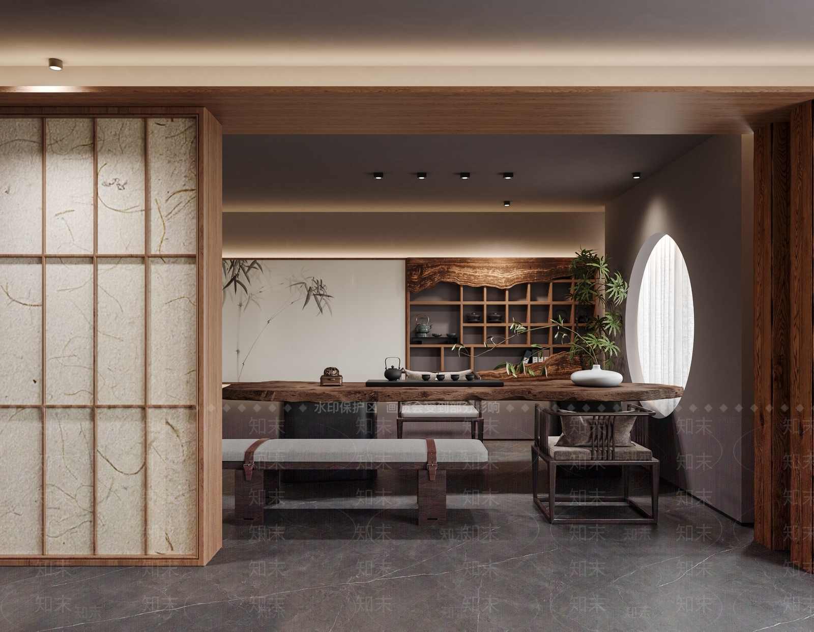 新中式玄关3D模型下载【ID:1214812926】