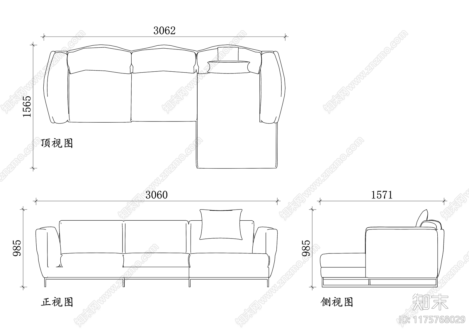 现代沙发cad施工图下载【ID:1175768029】