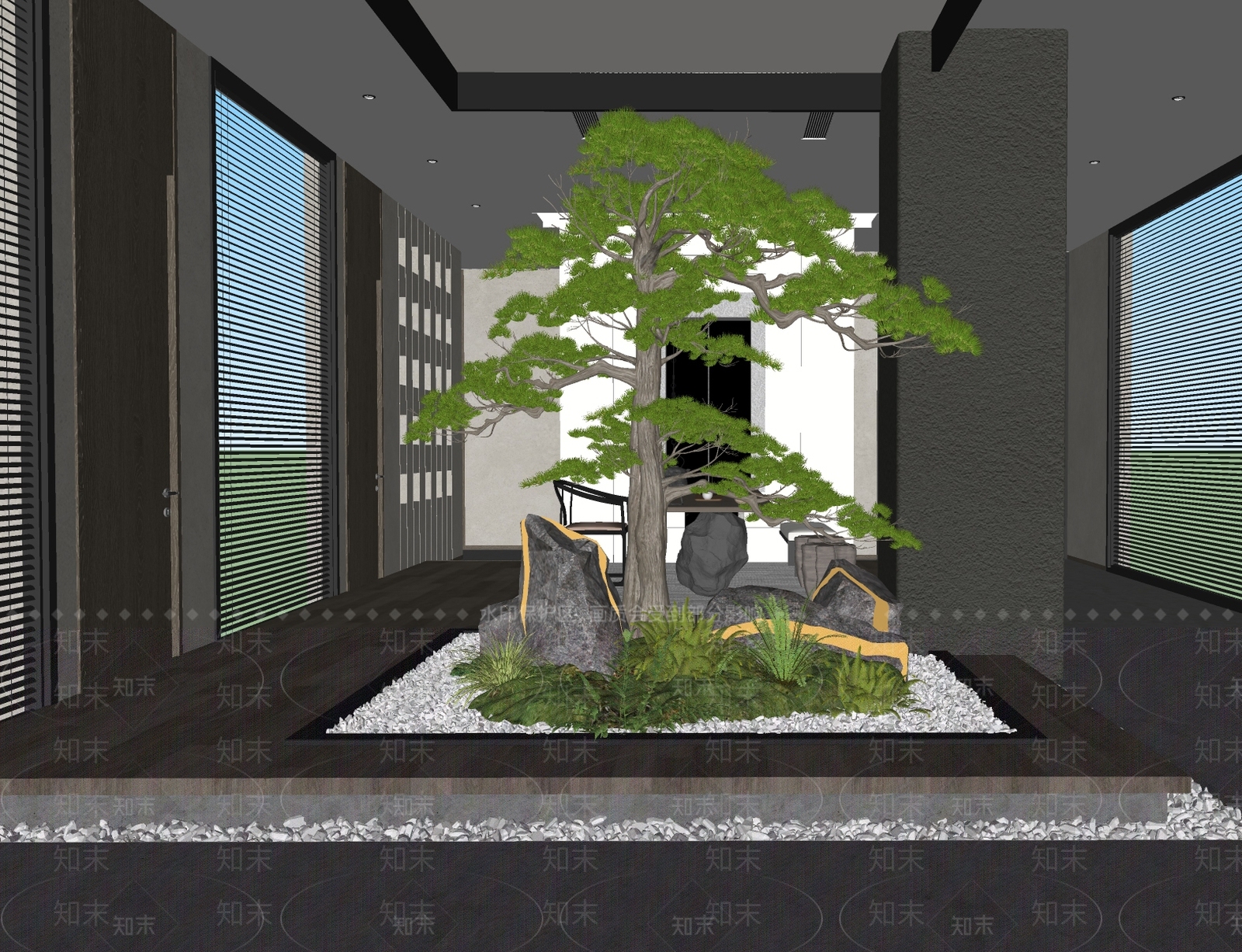 新中式庭院小品SU模型下载【ID:1175776350】