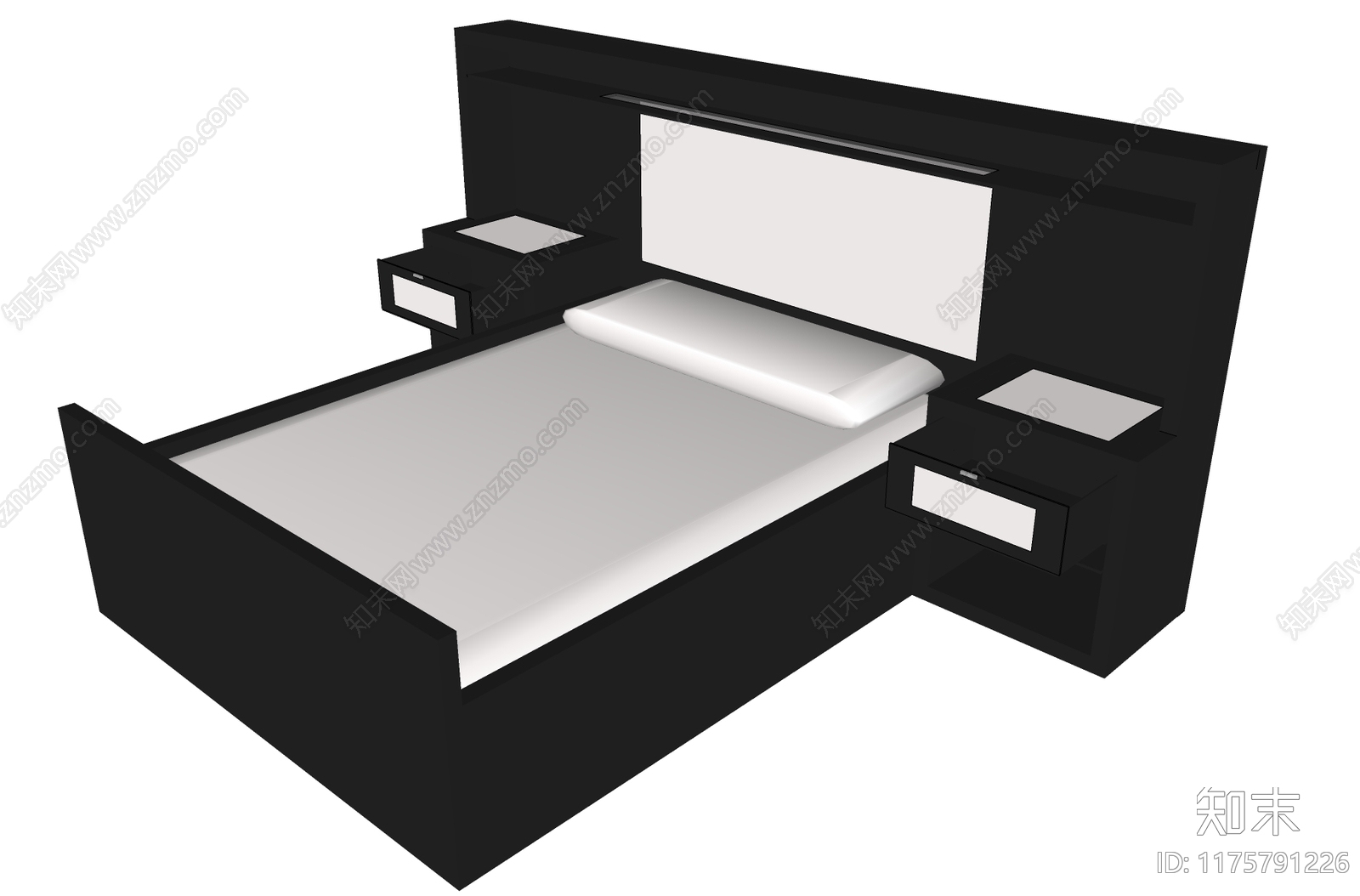 现代双人床SU模型下载【ID:1175791226】