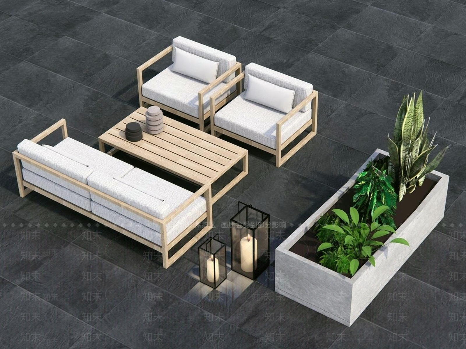 现代原木户外沙发3D模型下载【ID:1175793602】