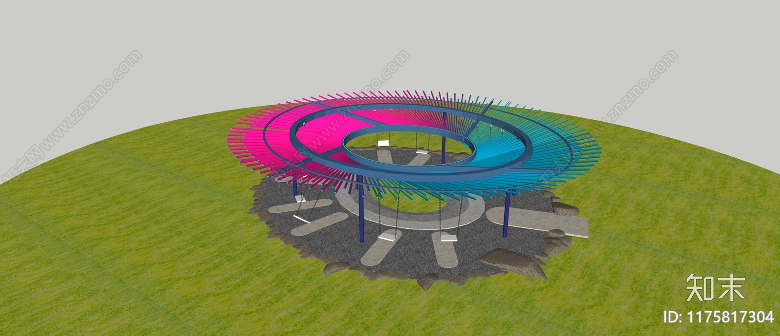 现代秋千SU模型下载【ID:1175817304】