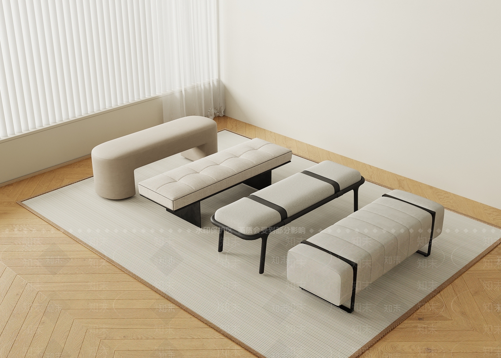 现代床尾凳3D模型下载【ID:1175820170】