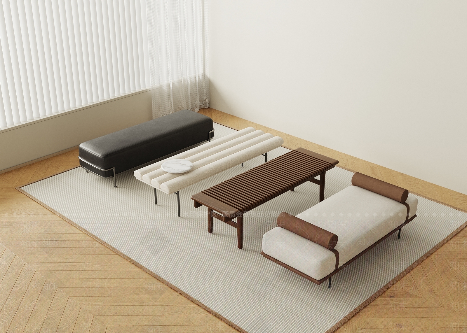 现代床尾凳3D模型下载【ID:1175820339】