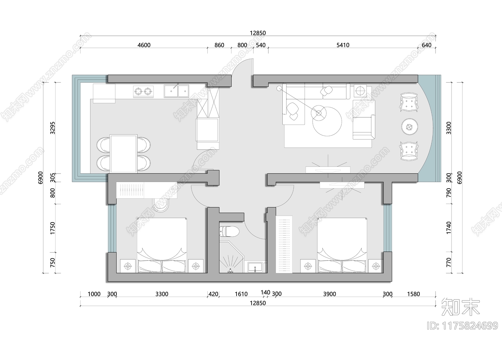 现代侘寂家装图库施工图下载【ID:1175824699】