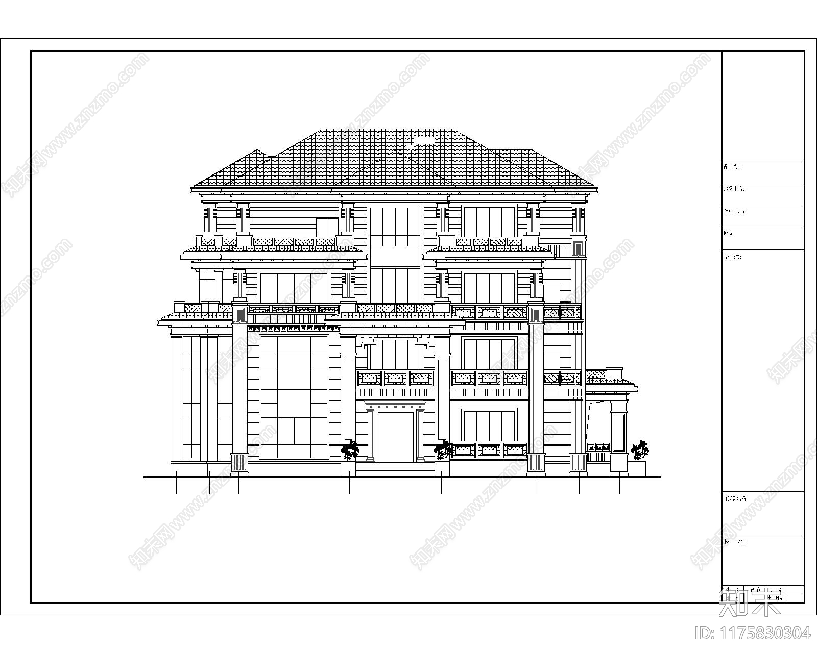 中式欧式住宅楼建筑cad施工图下载【ID:1175830304】