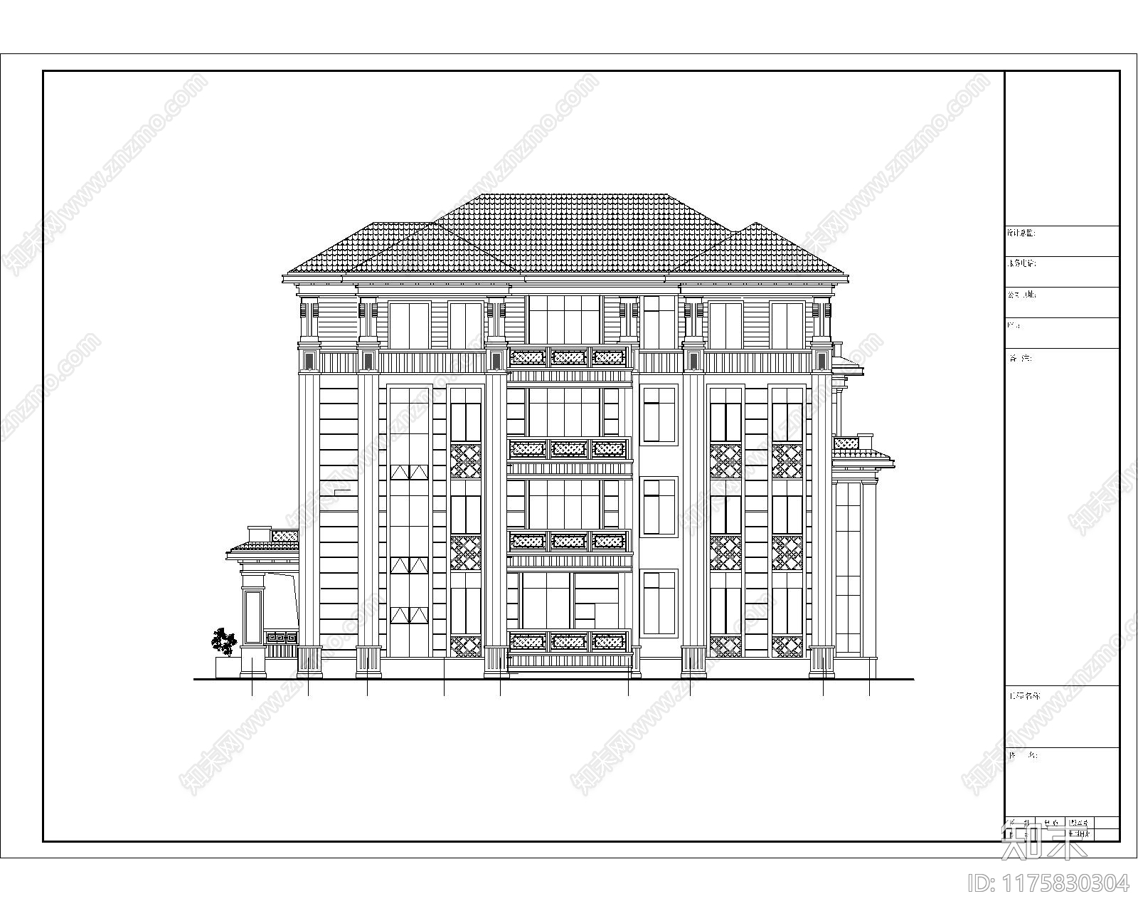 中式欧式住宅楼建筑cad施工图下载【ID:1175830304】