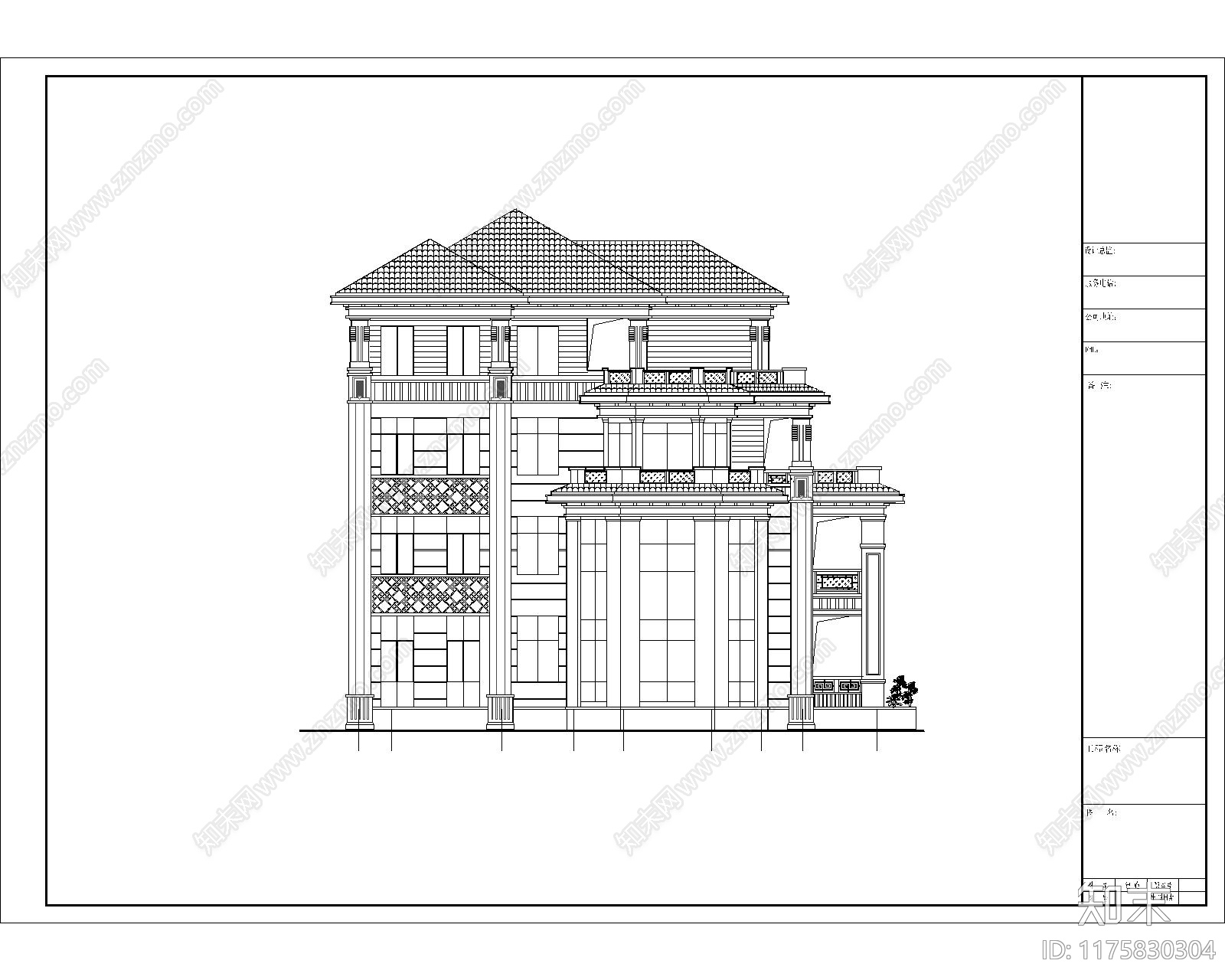 中式欧式住宅楼建筑cad施工图下载【ID:1175830304】