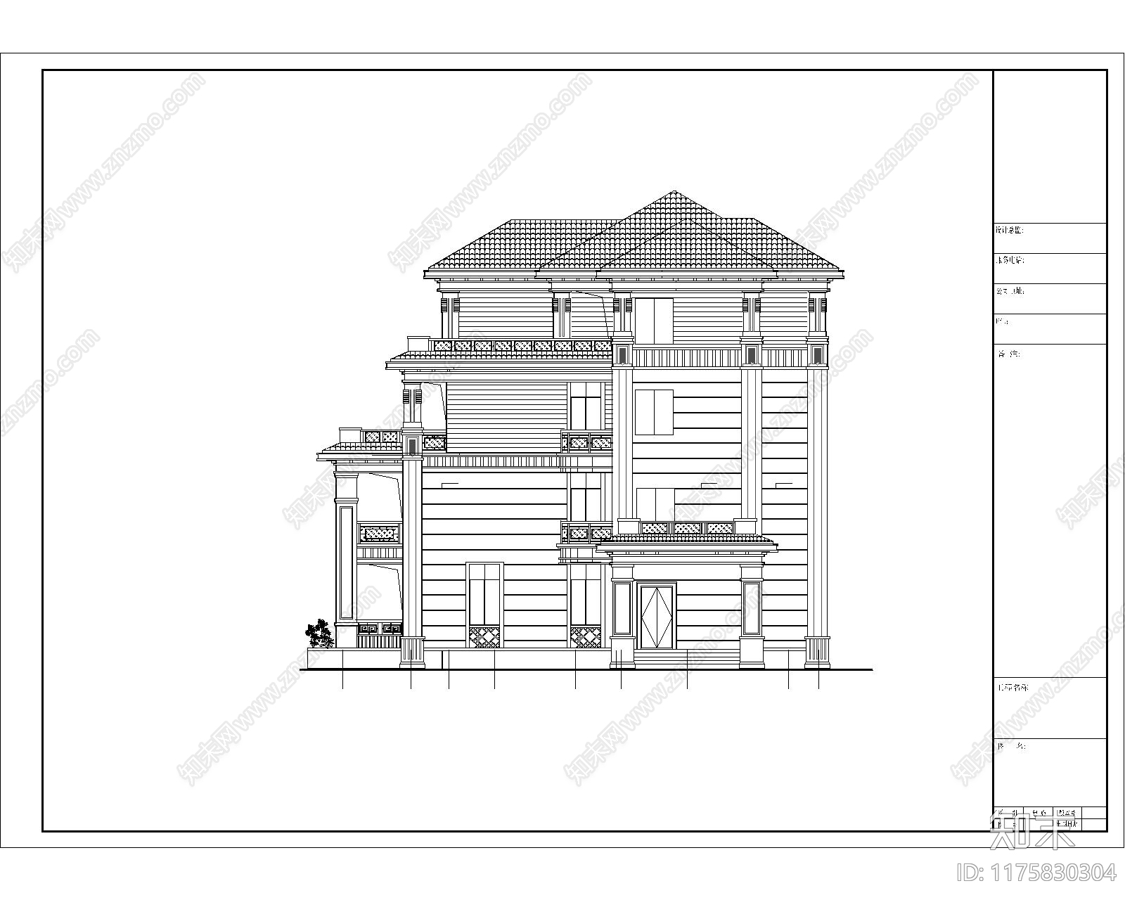 中式欧式住宅楼建筑cad施工图下载【ID:1175830304】