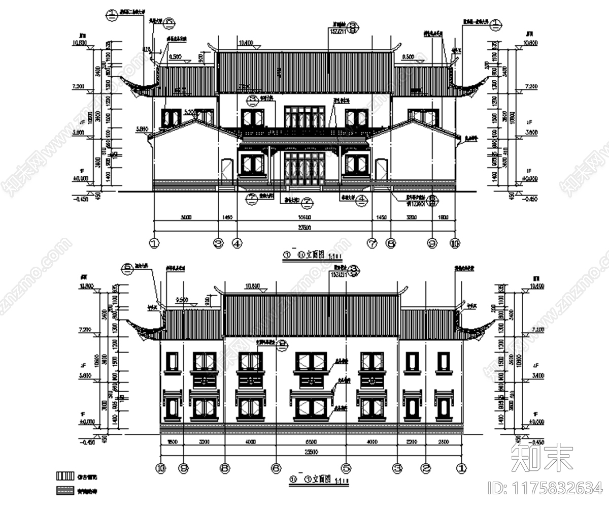 中式四合院cad施工图下载【ID:1175832634】