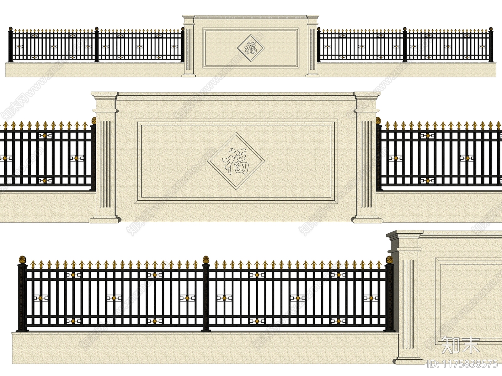 欧式围栏护栏SU模型下载【ID:1175838575】