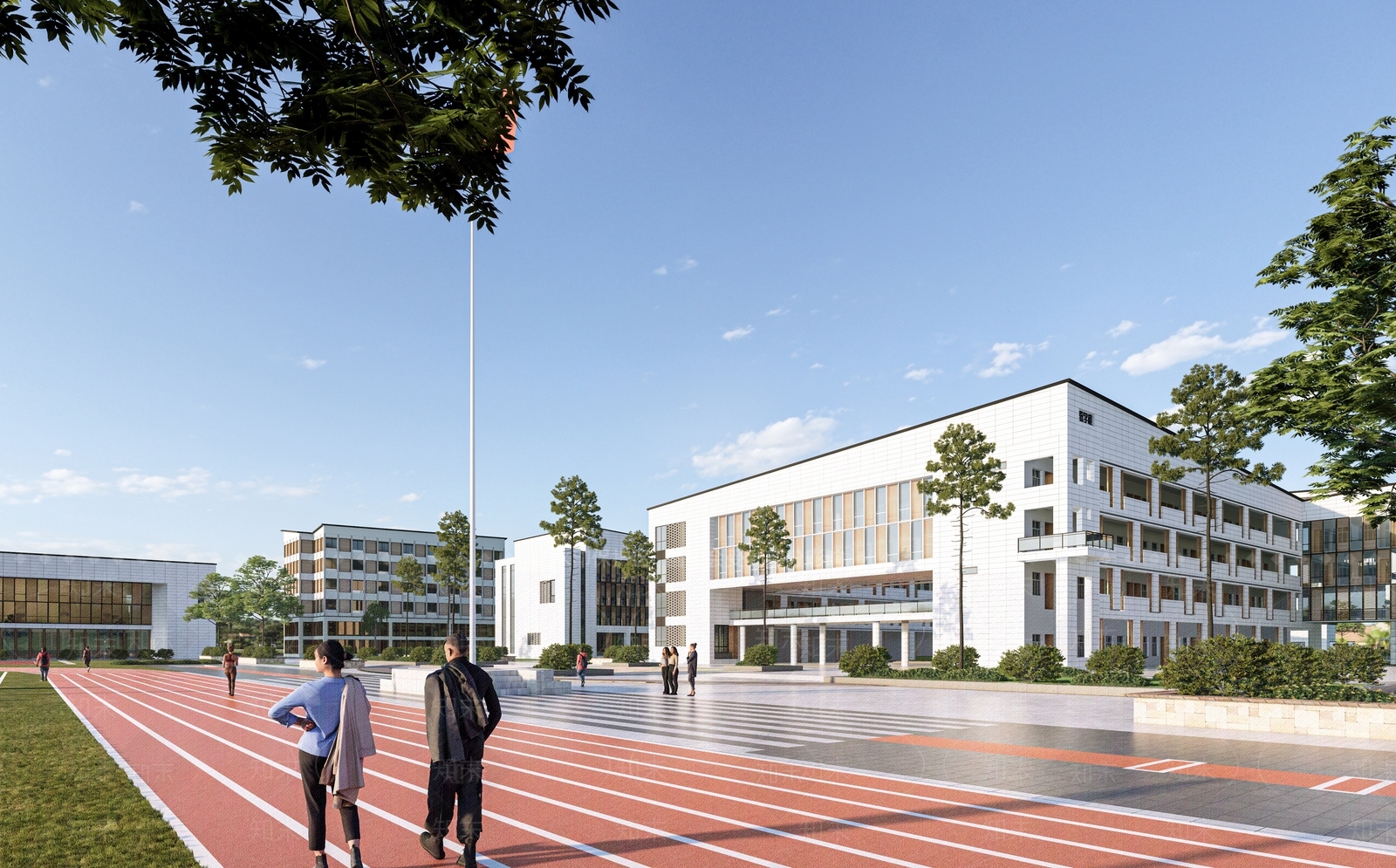 新中式中式学校建筑SU模型下载【ID:1175843953】