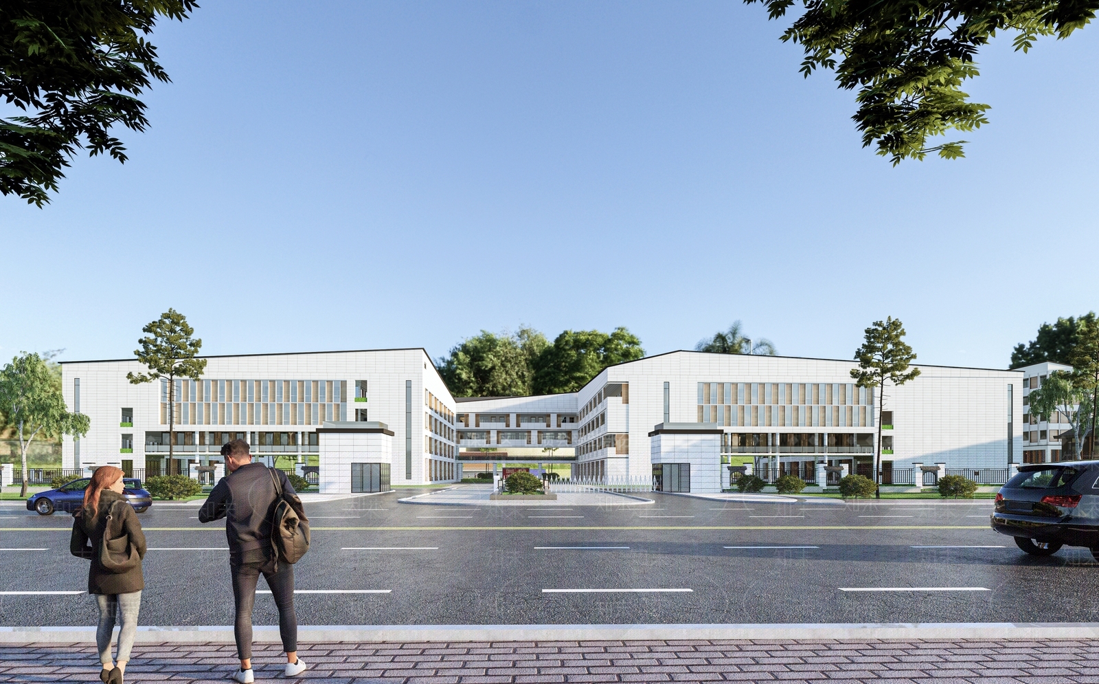 新中式中式学校建筑SU模型下载【ID:1175843953】