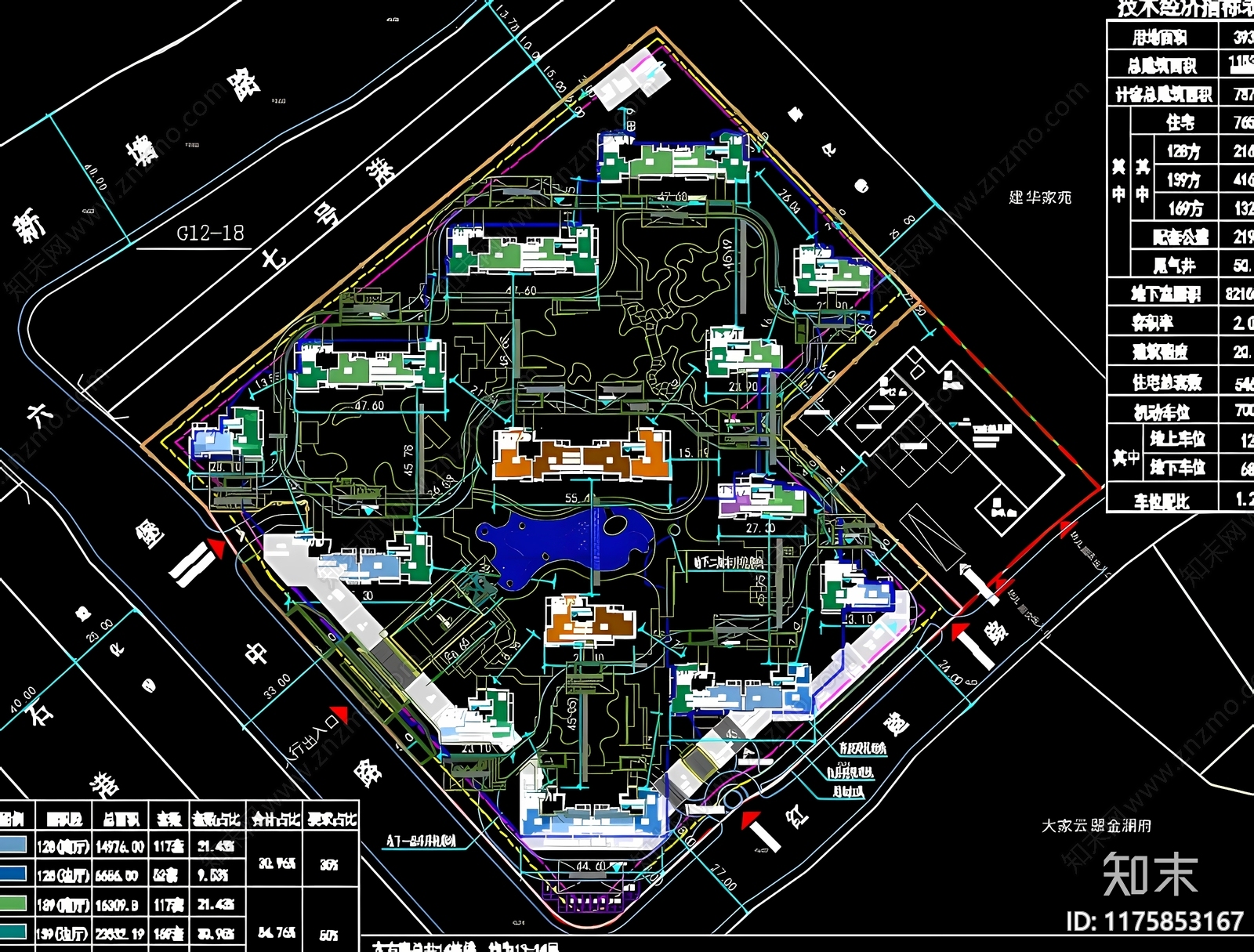 现代新中式住宅楼建筑cad施工图下载【ID:1175853167】