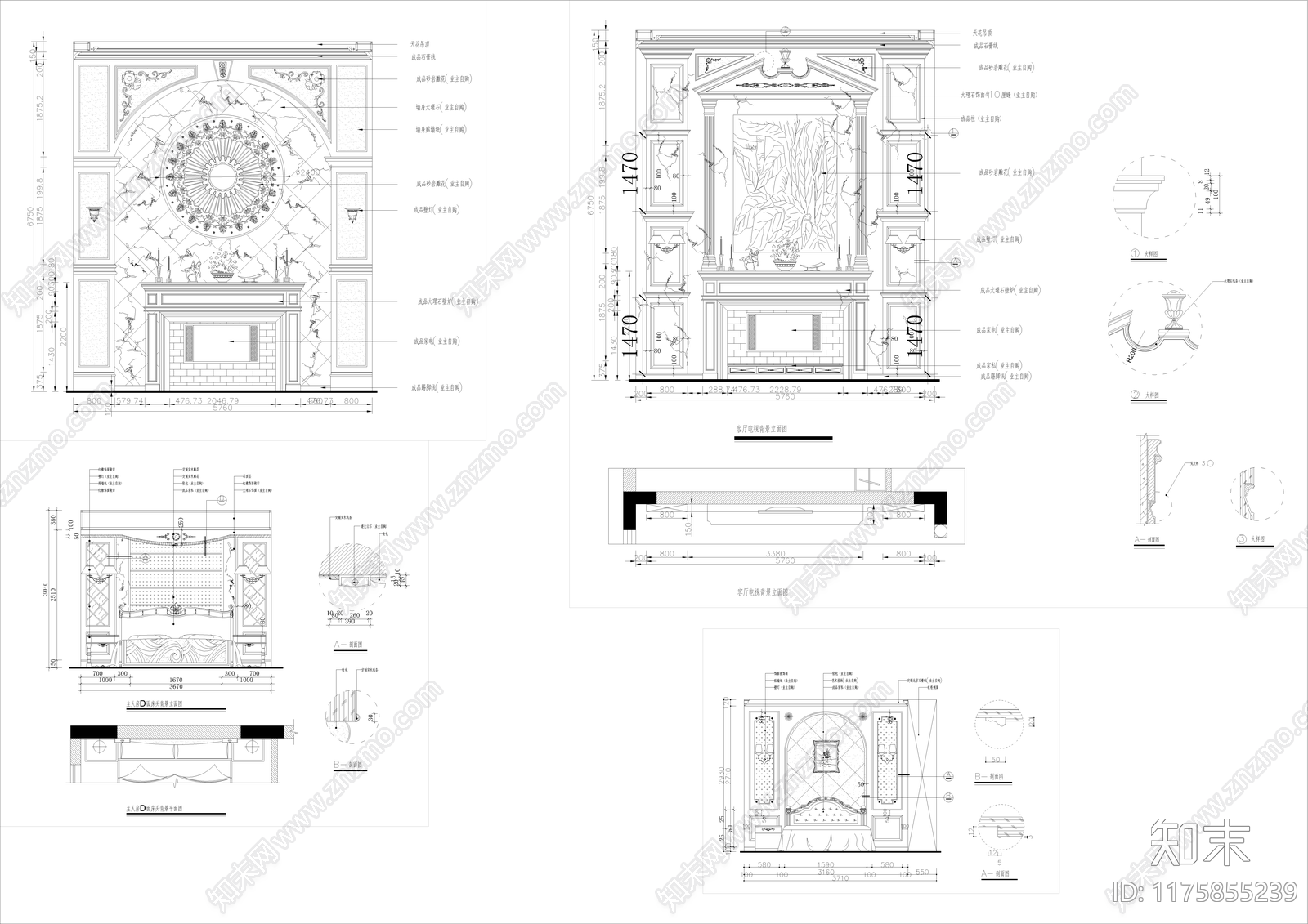 欧式综合家具图库cad施工图下载【ID:1175855239】