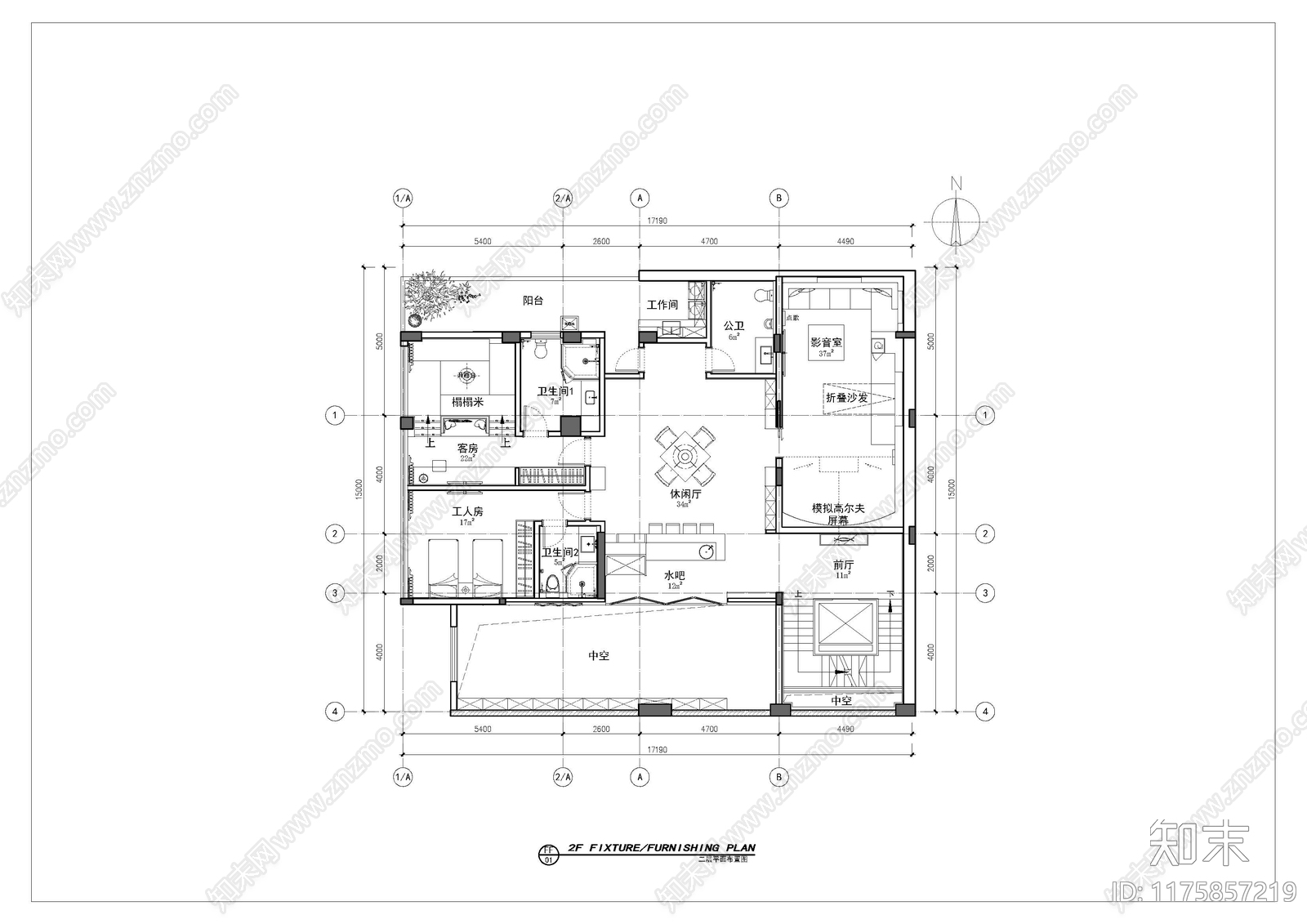 别墅cad施工图下载【ID:1175857219】