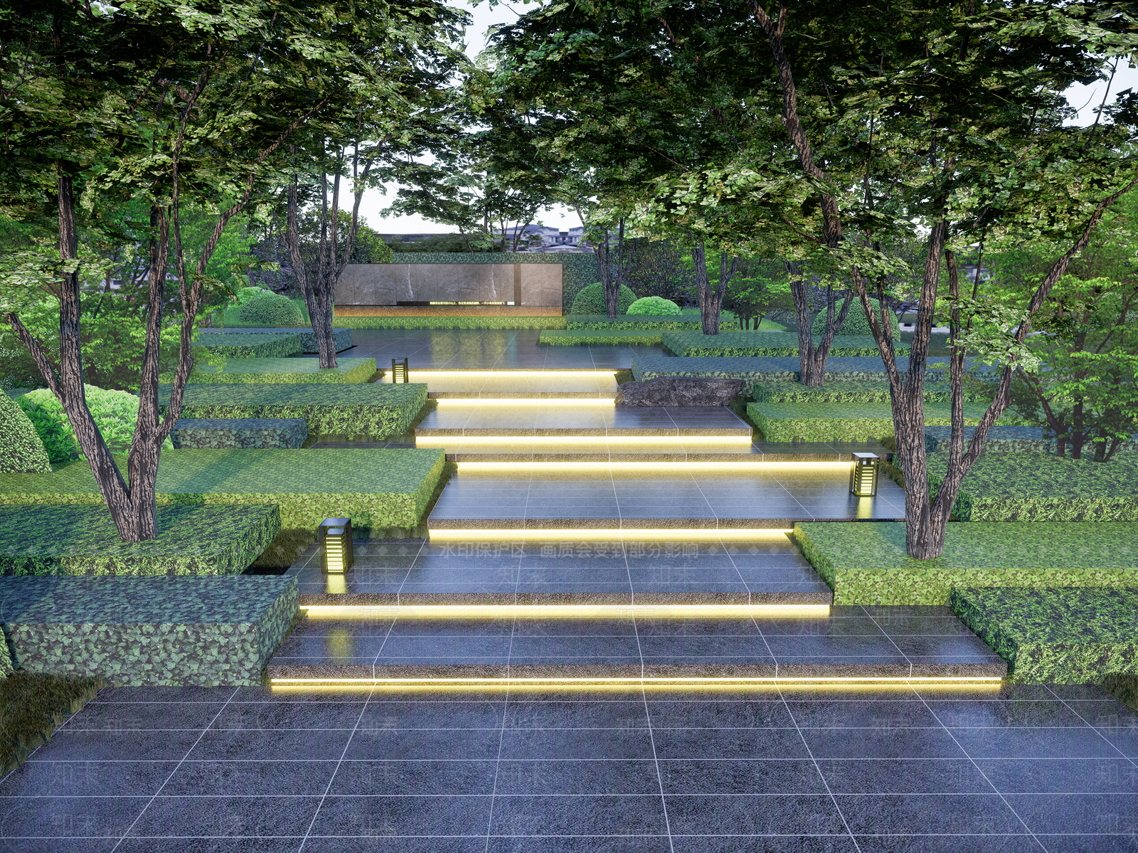 现代台阶景观SU模型下载【ID:1175858678】