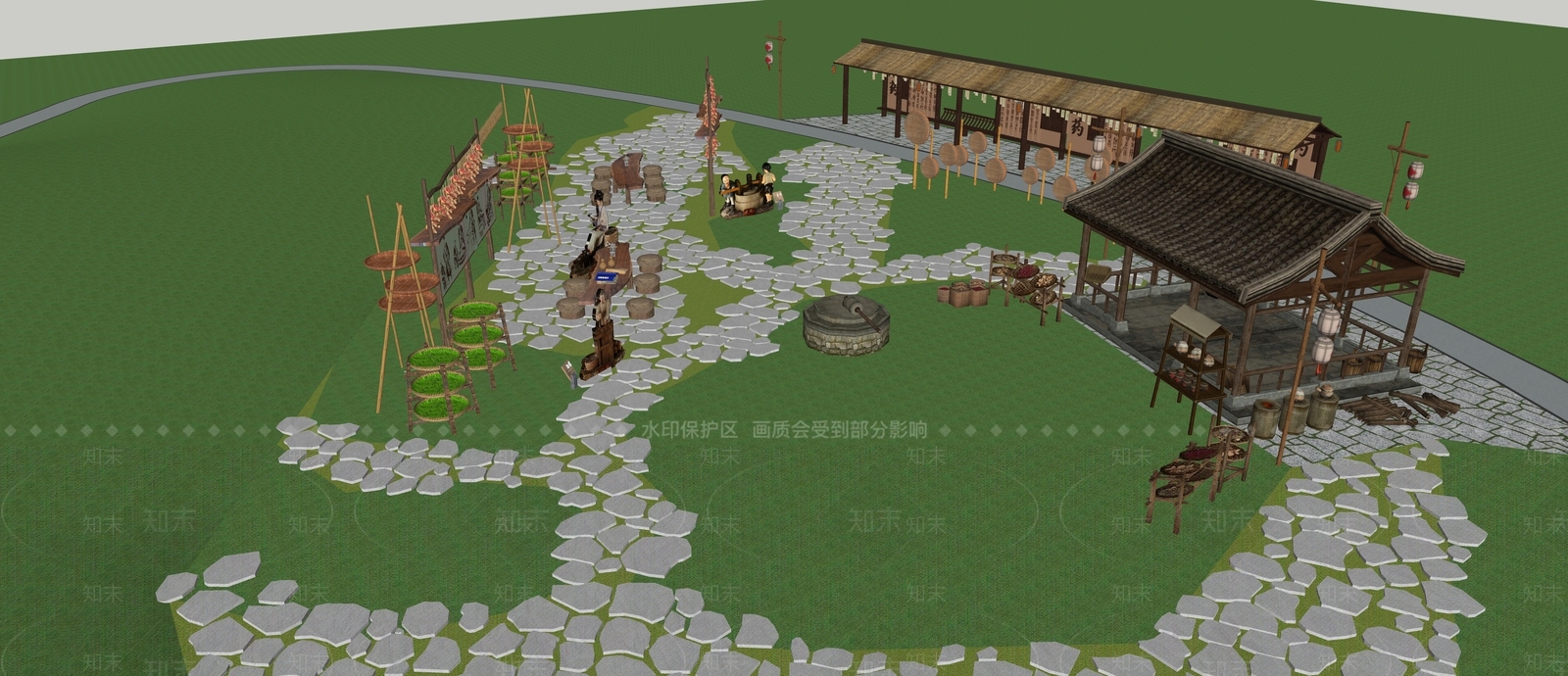 现代景观公园SU模型下载【ID:1175859865】