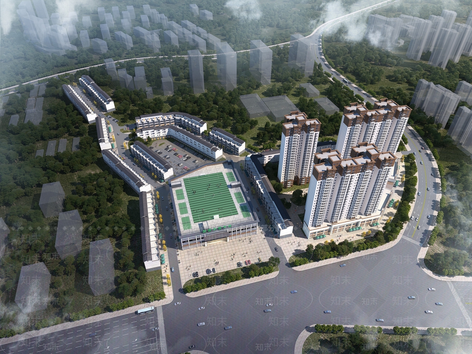 现代商业街3D模型下载【ID:1175865411】