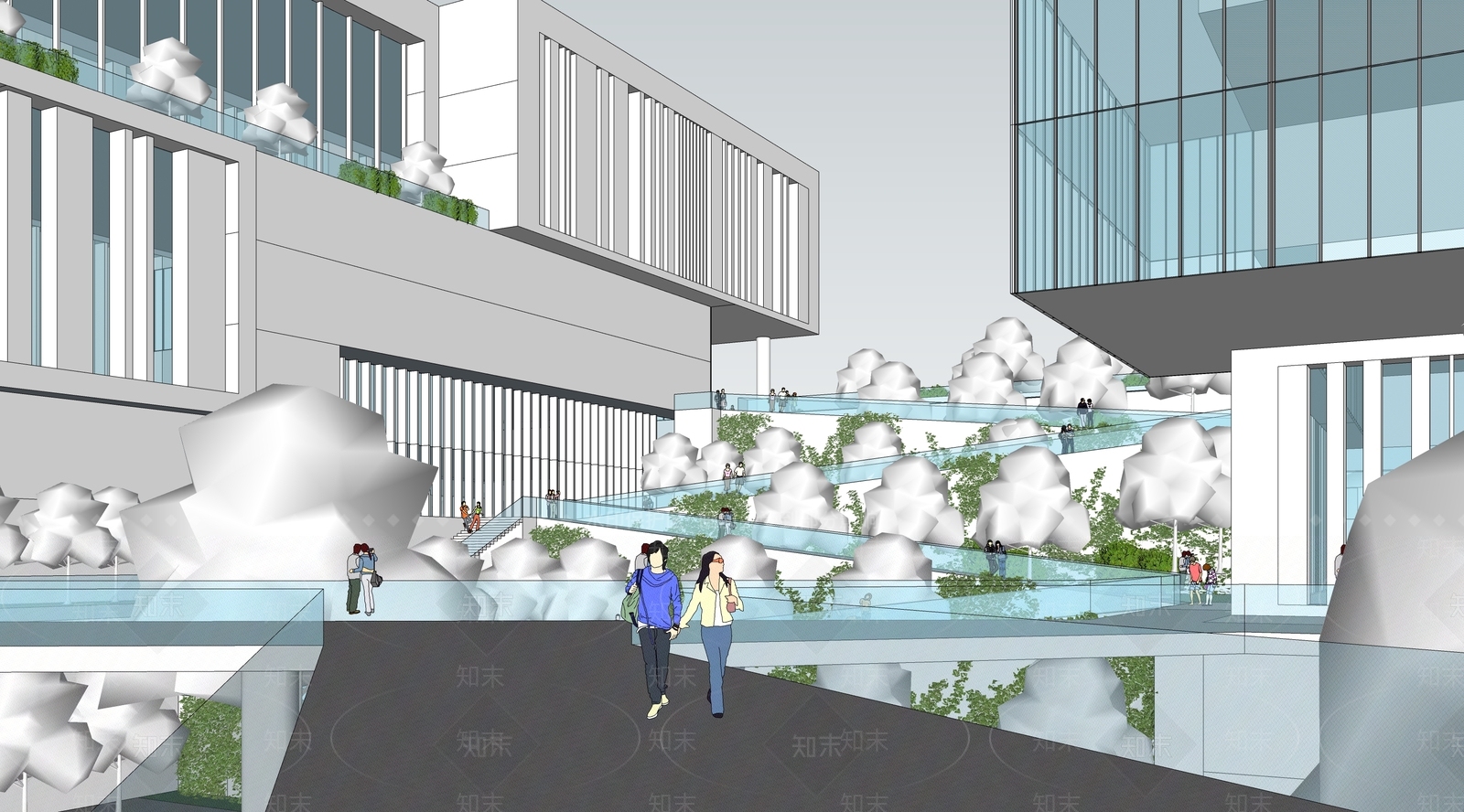 现代新中式小公建SU模型下载【ID:1175867040】