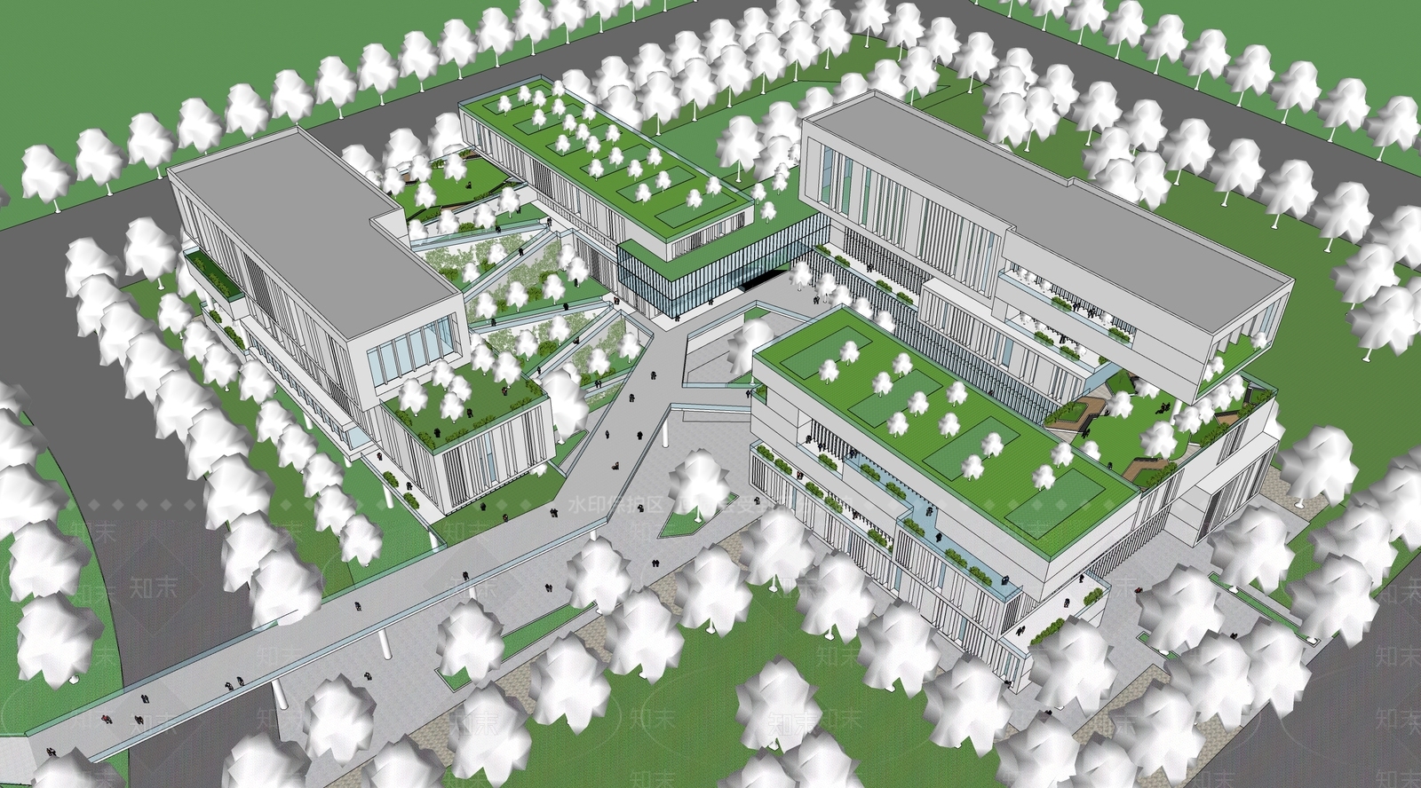 现代新中式小公建SU模型下载【ID:1175867040】
