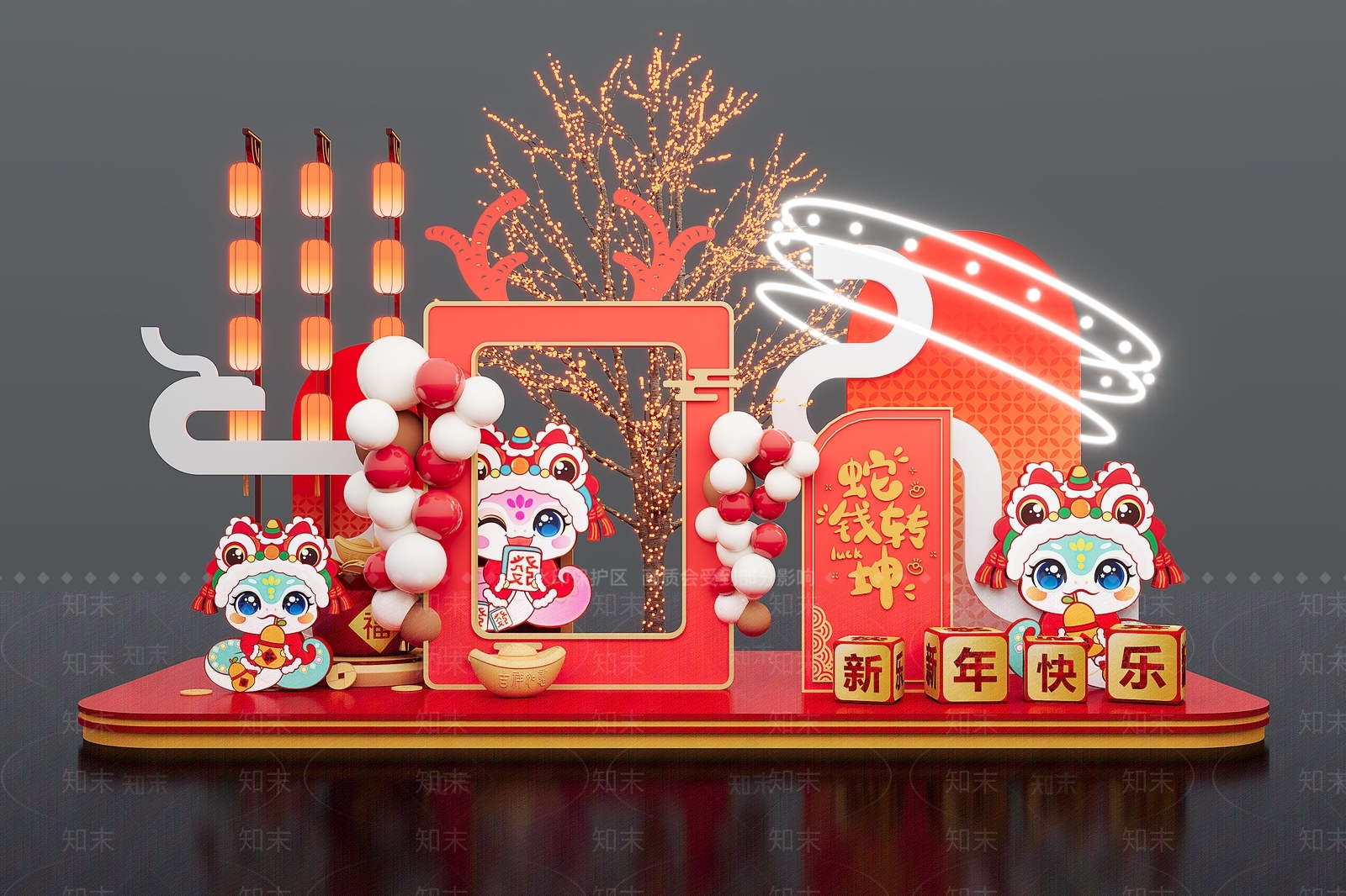 新中式美陈3D模型下载【ID:1175873769】