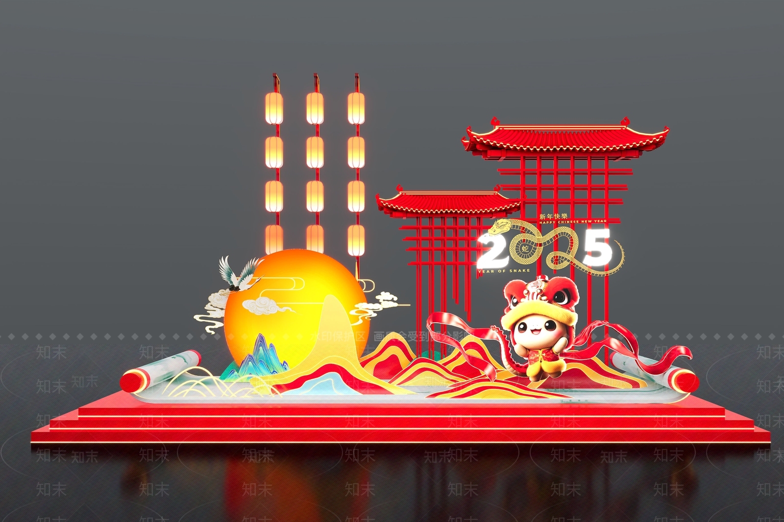 新中式美陈3D模型下载【ID:1175873806】