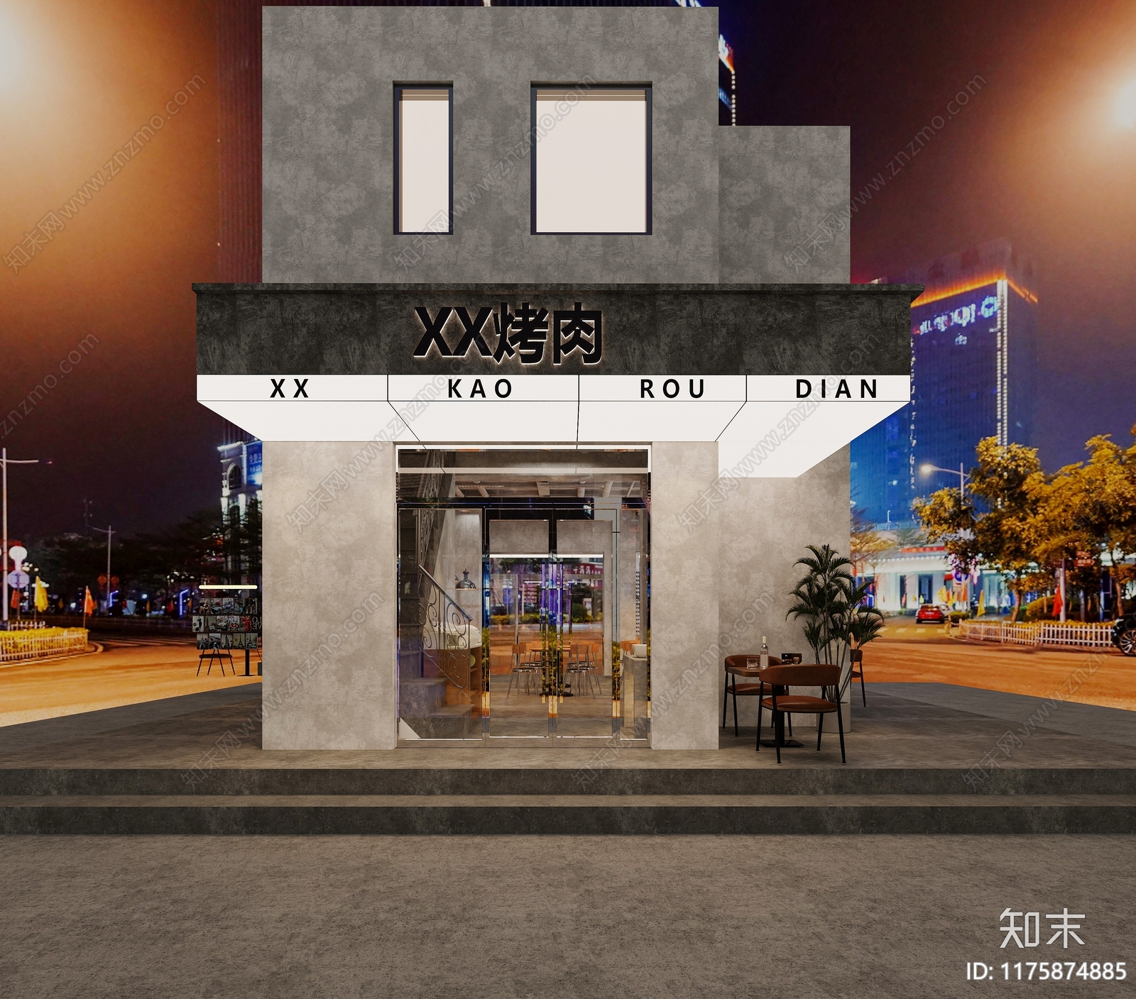 工业简约烧烤店3D模型下载【ID:1175874885】