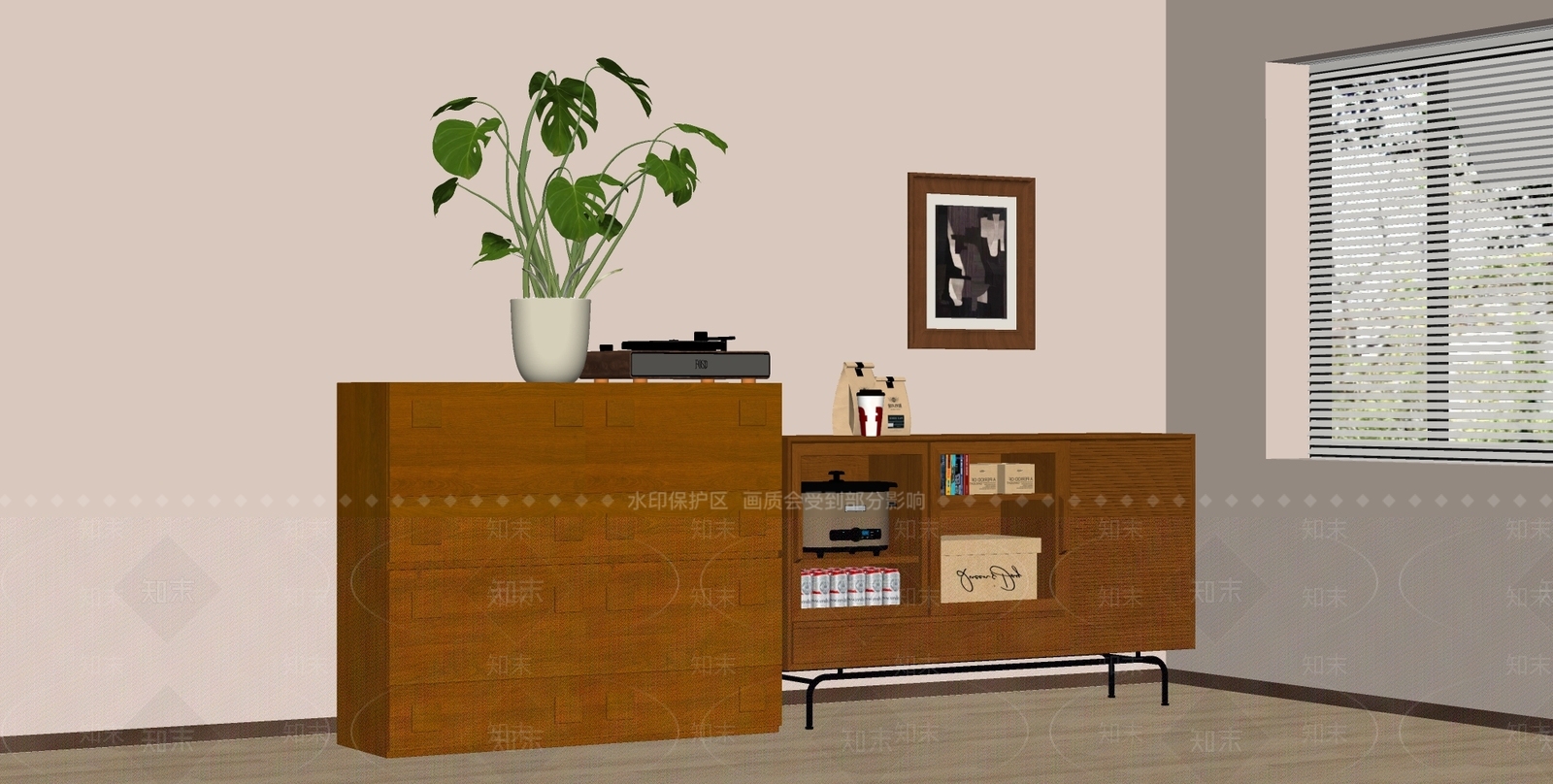 中古原木储物柜SU模型下载【ID:1175874859】