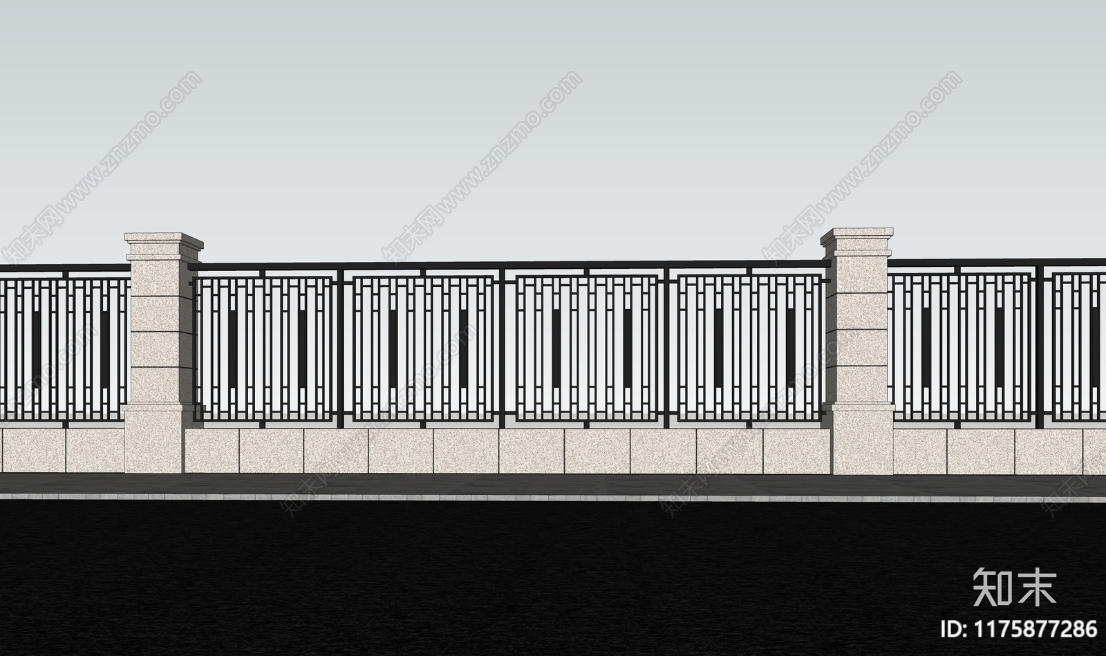 现代新中式围栏护栏SU模型下载【ID:1175877286】