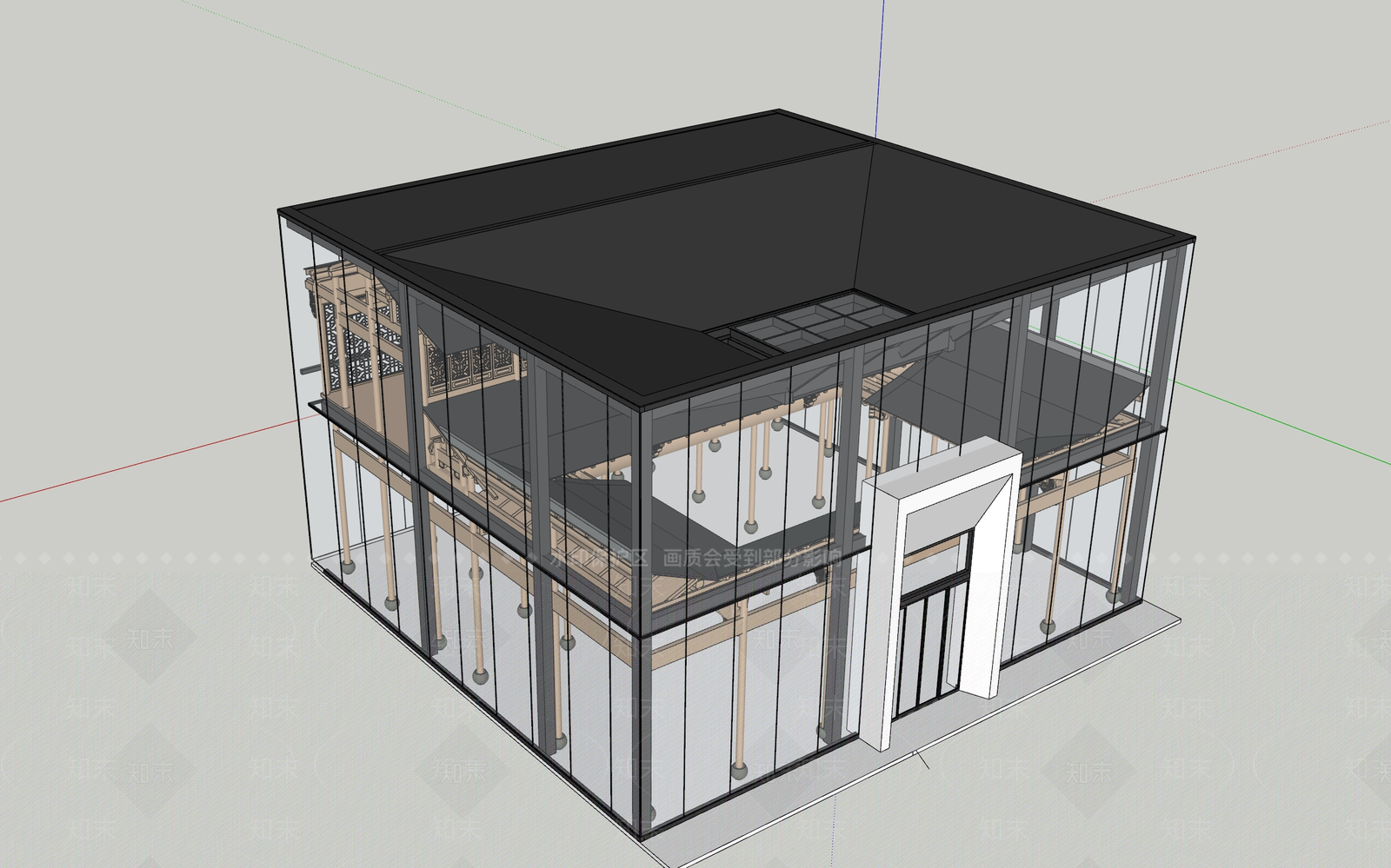 新中式现代风格建筑SU模型下载【ID:1175883228】