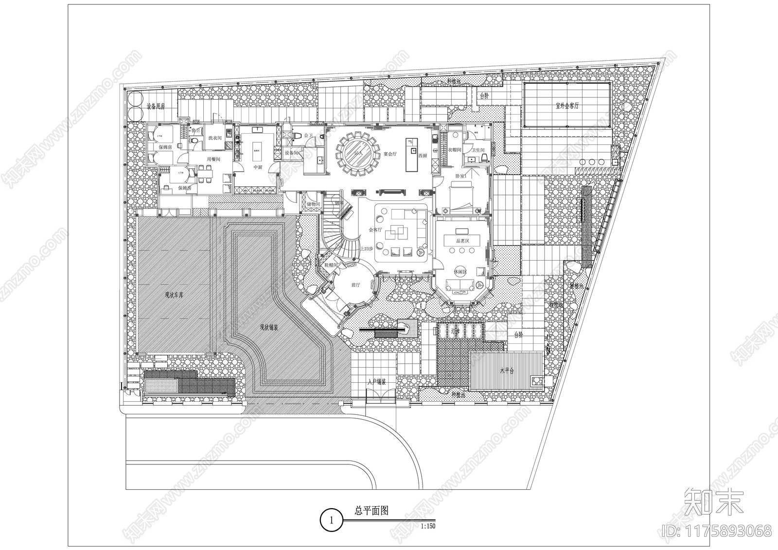 现代庭院施工图下载【ID:1175893068】