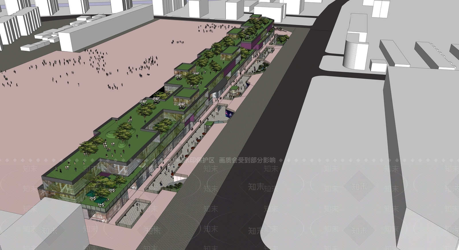 现代轻奢商场建筑SU模型下载【ID:1175899566】