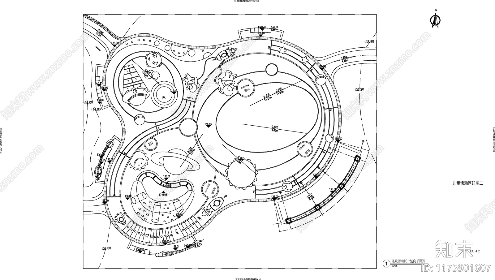 现代公园景观cad施工图下载【ID:1175901607】