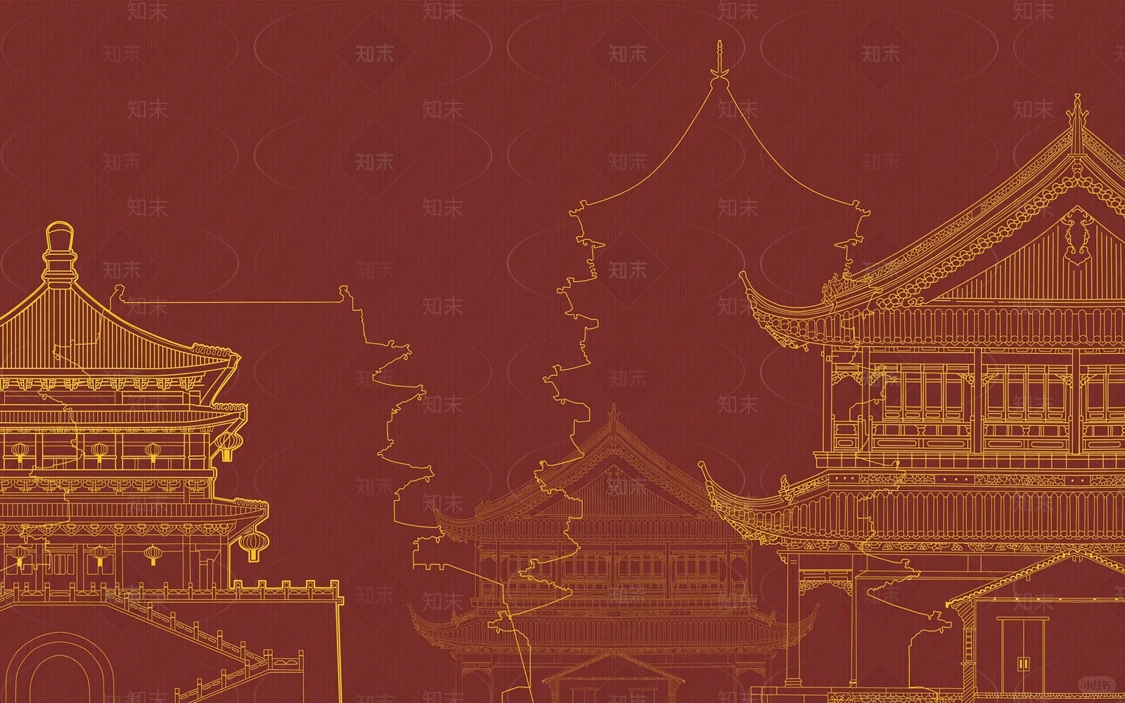 现代新中式壁纸贴图下载【ID:1175923987】