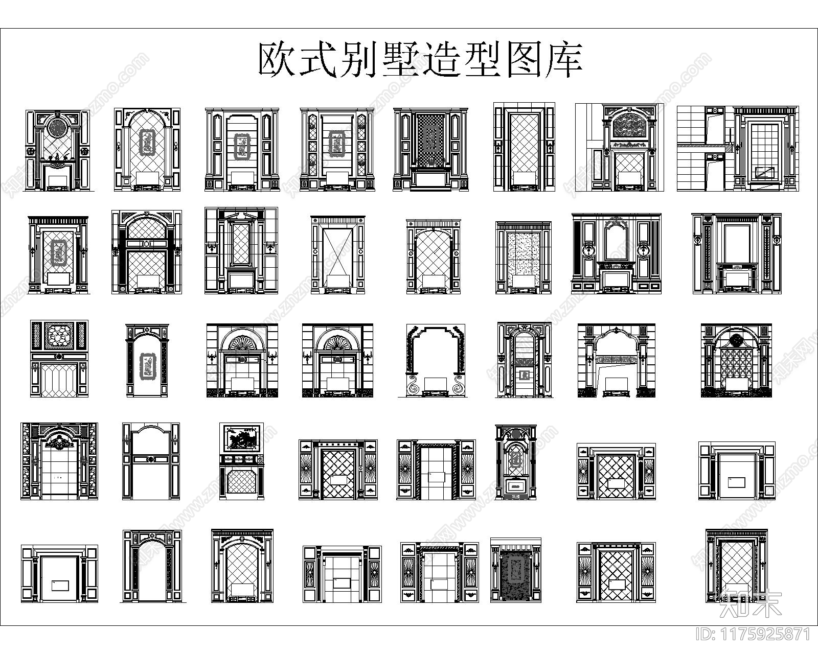 法式欧式家装图库施工图下载【ID:1175925871】