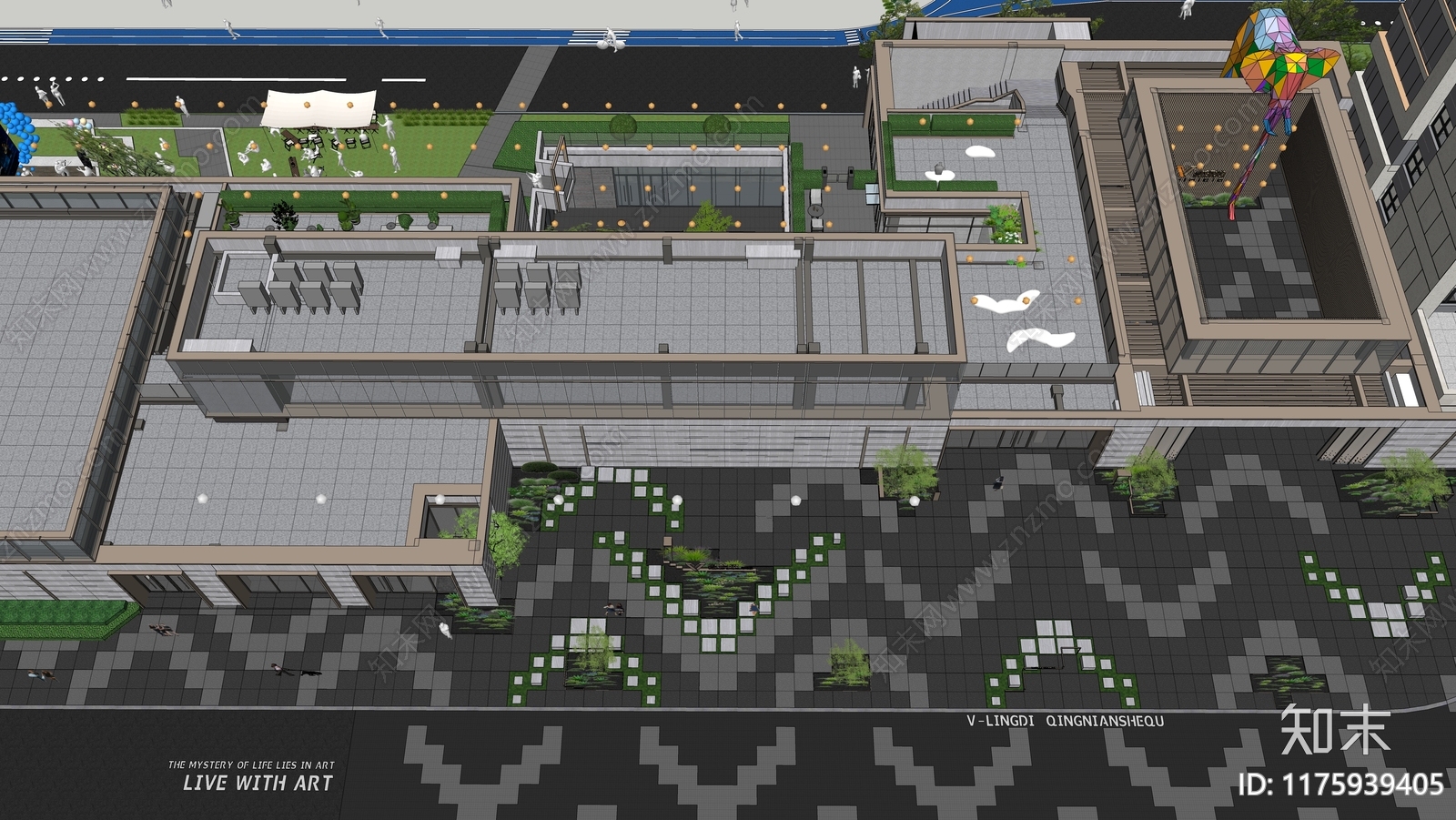 现代小区景观SU模型下载【ID:1175939405】