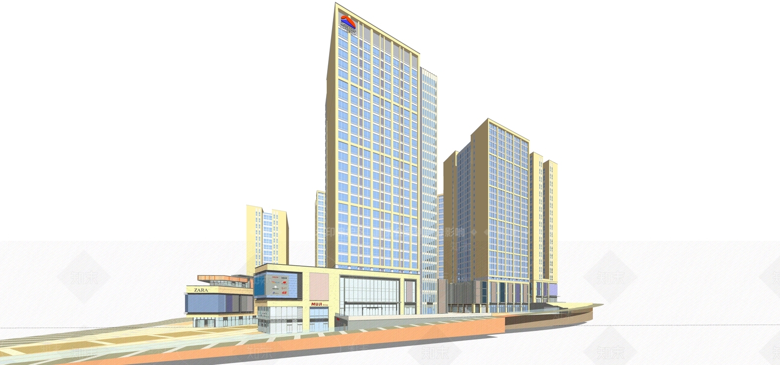 现代商场建筑SU模型下载【ID:1175945554】