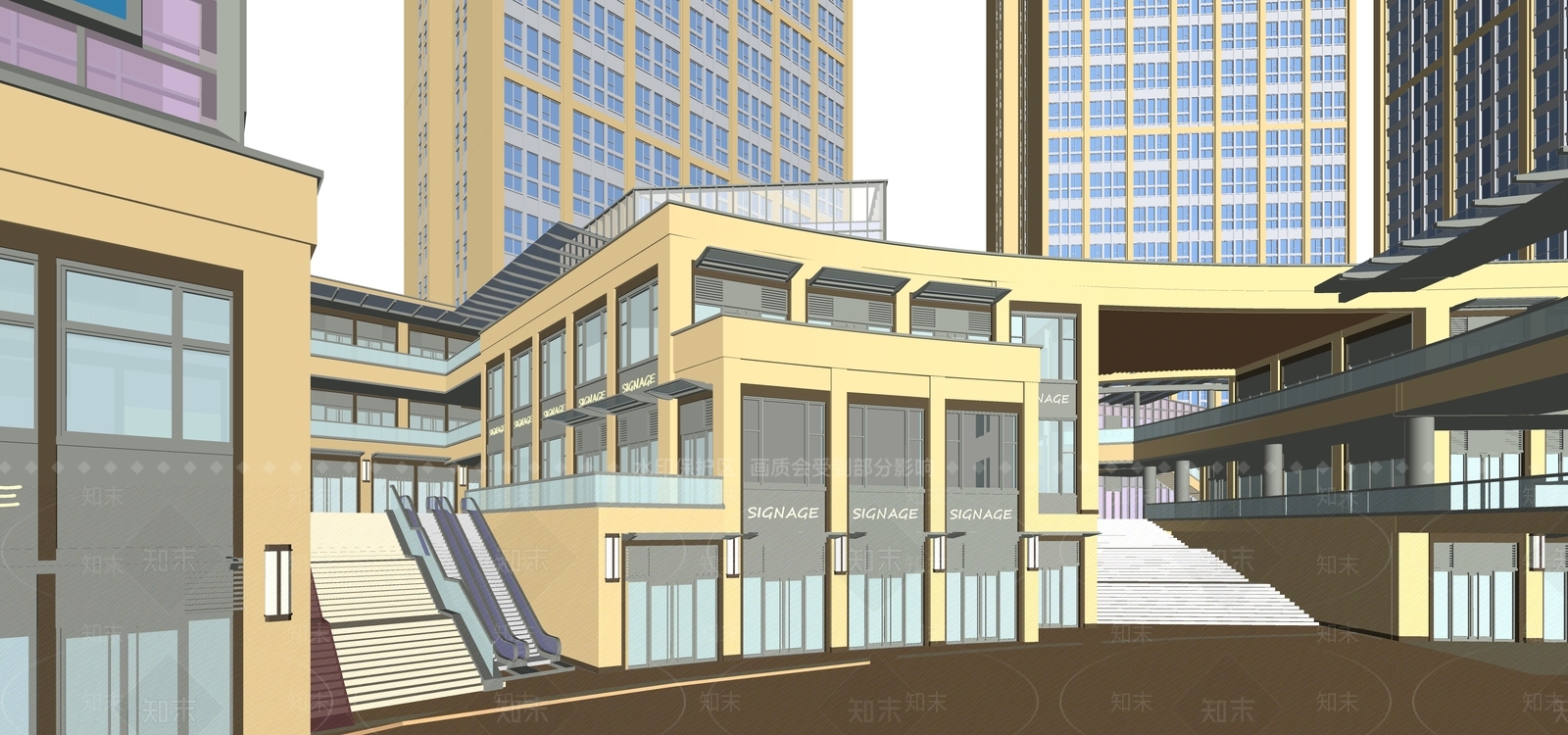 现代商场建筑SU模型下载【ID:1175945554】
