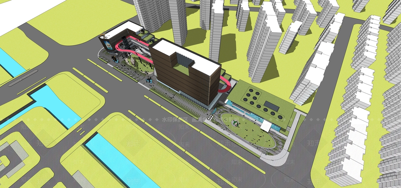 现代商场建筑SU模型下载【ID:1175947090】