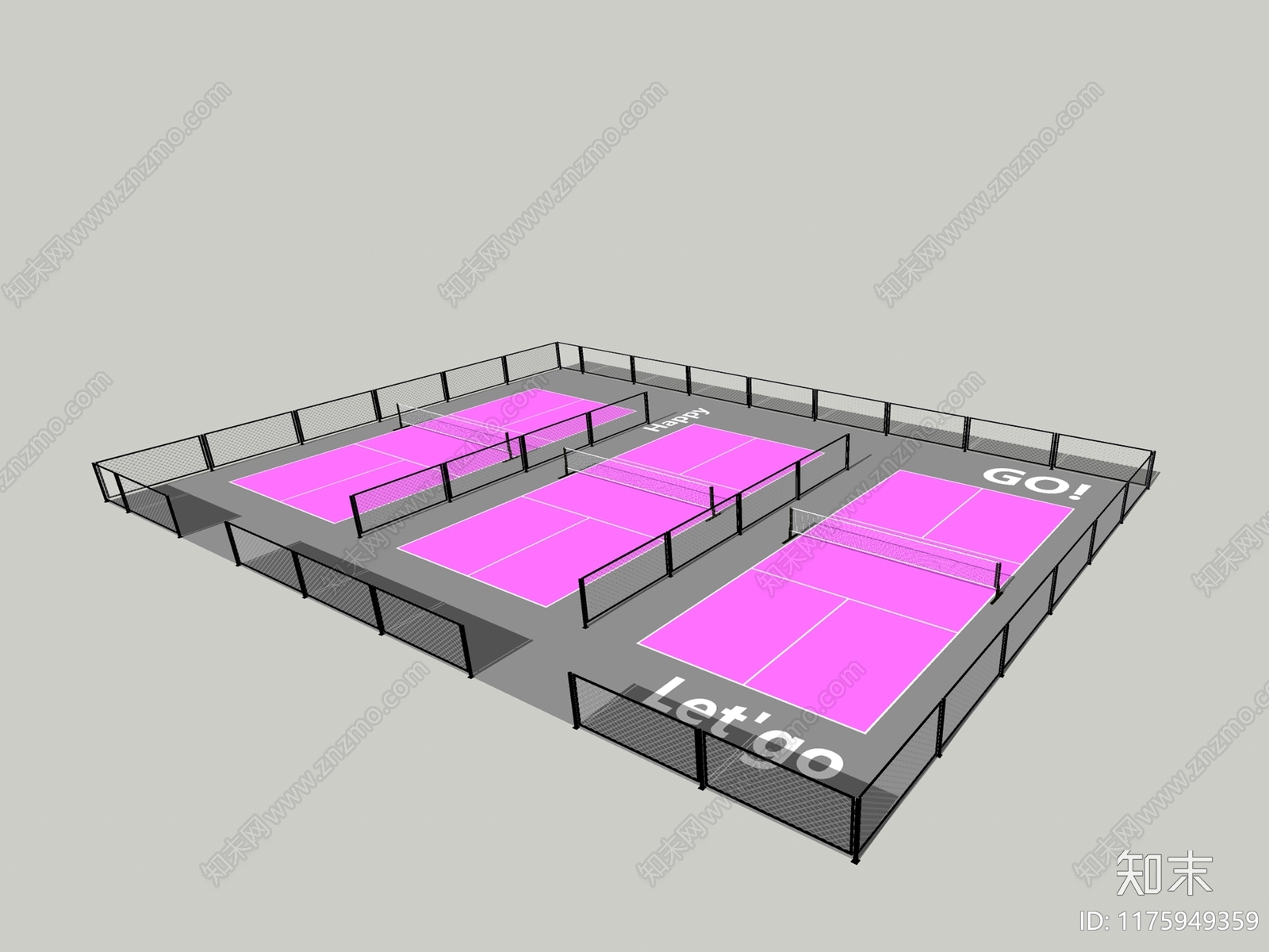 现代标准匹克球场SU模型下载【ID:1175949359】